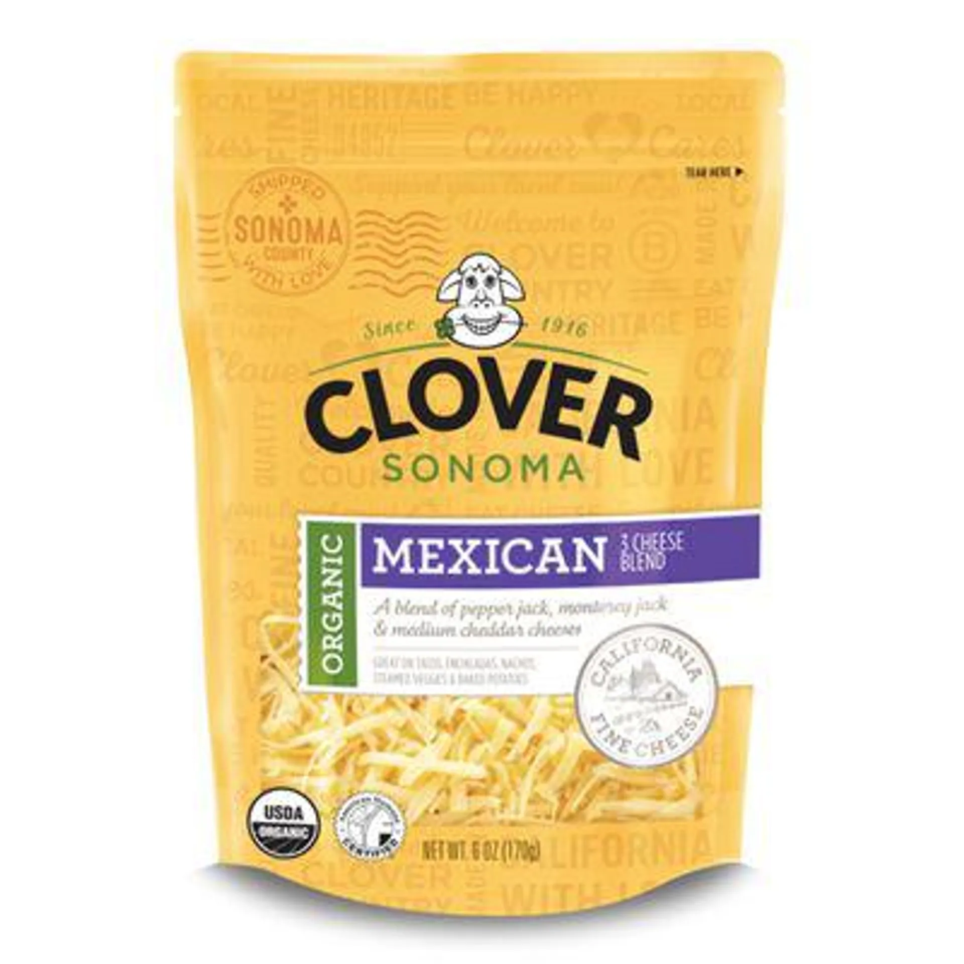 Clover Sonoma Organic Mexican Shredded 3 Cheese Blend