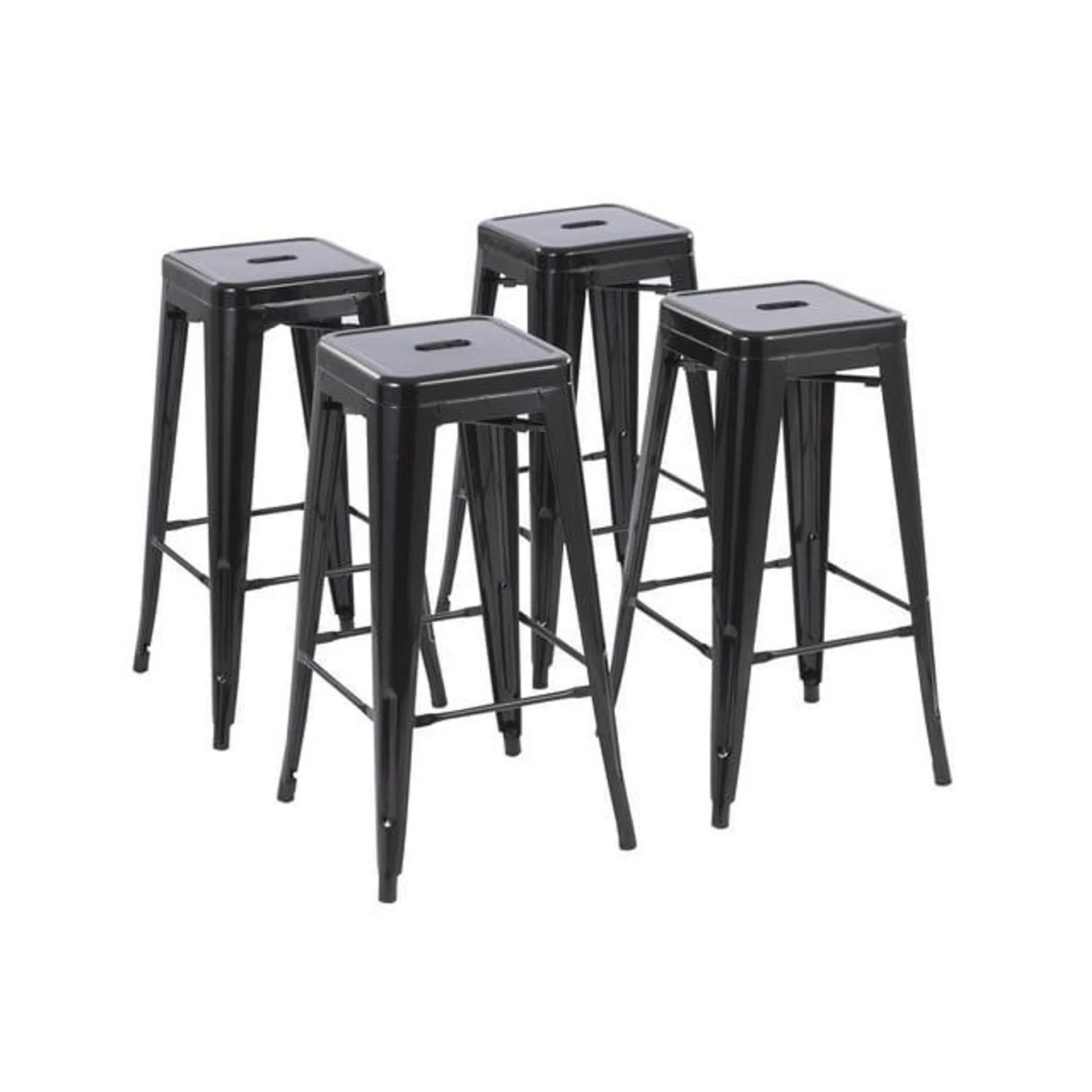 Howard 30inch Metal Stackable Barstool, Set of 4, Black Color for Indoor