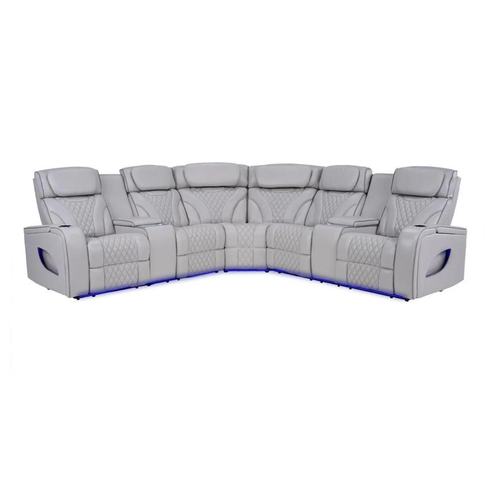 Pummel Gray Leather Power Reclining Sofa