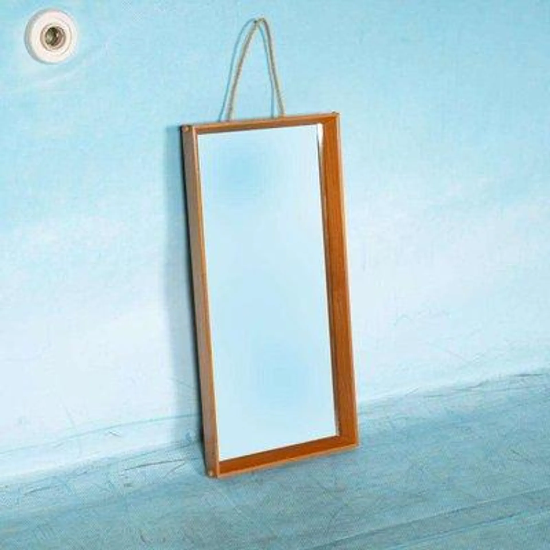 Scandinavian Japandi Wooden Mirror, 1970s