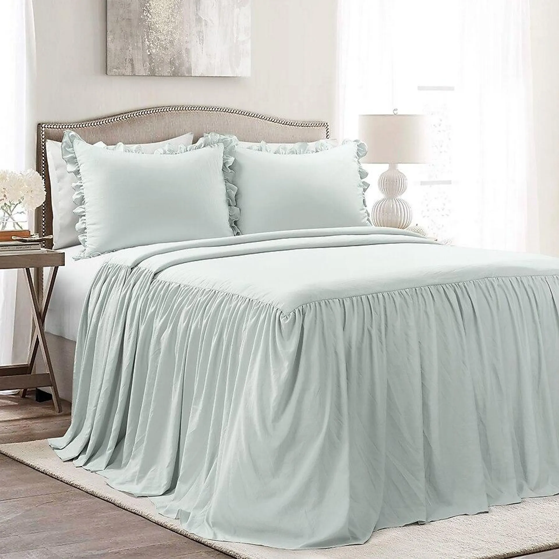 Lush Decor Sea Salt Solid Queen Bedspread with (Fill)