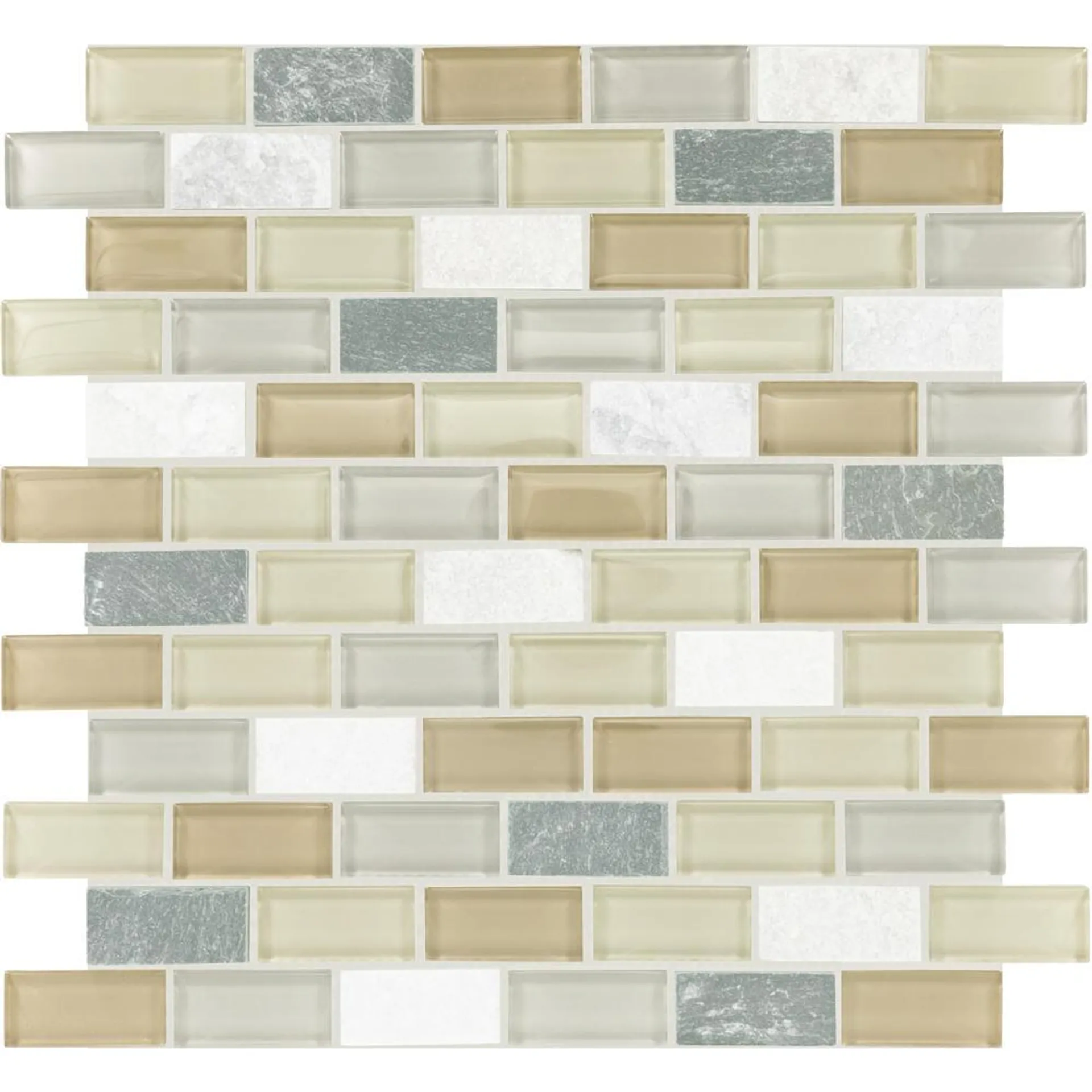 Mohawk® Krystal Slate Storm 12 x 11 Glass and Stone Mosaic Tile