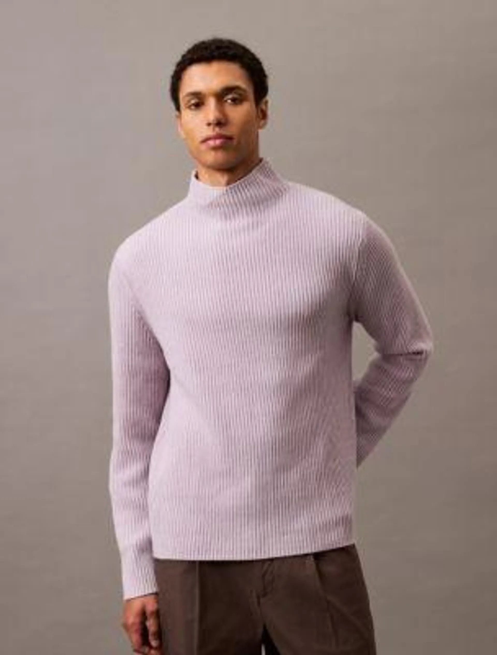 Wool Blend Mock Neck Sweater