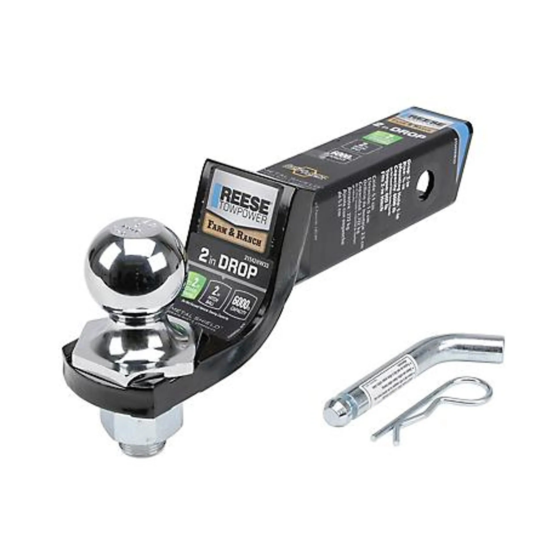Reese Towpower Towing Starter Kit, Interlock Ball Mount Hitch Ball with Pin and Clip