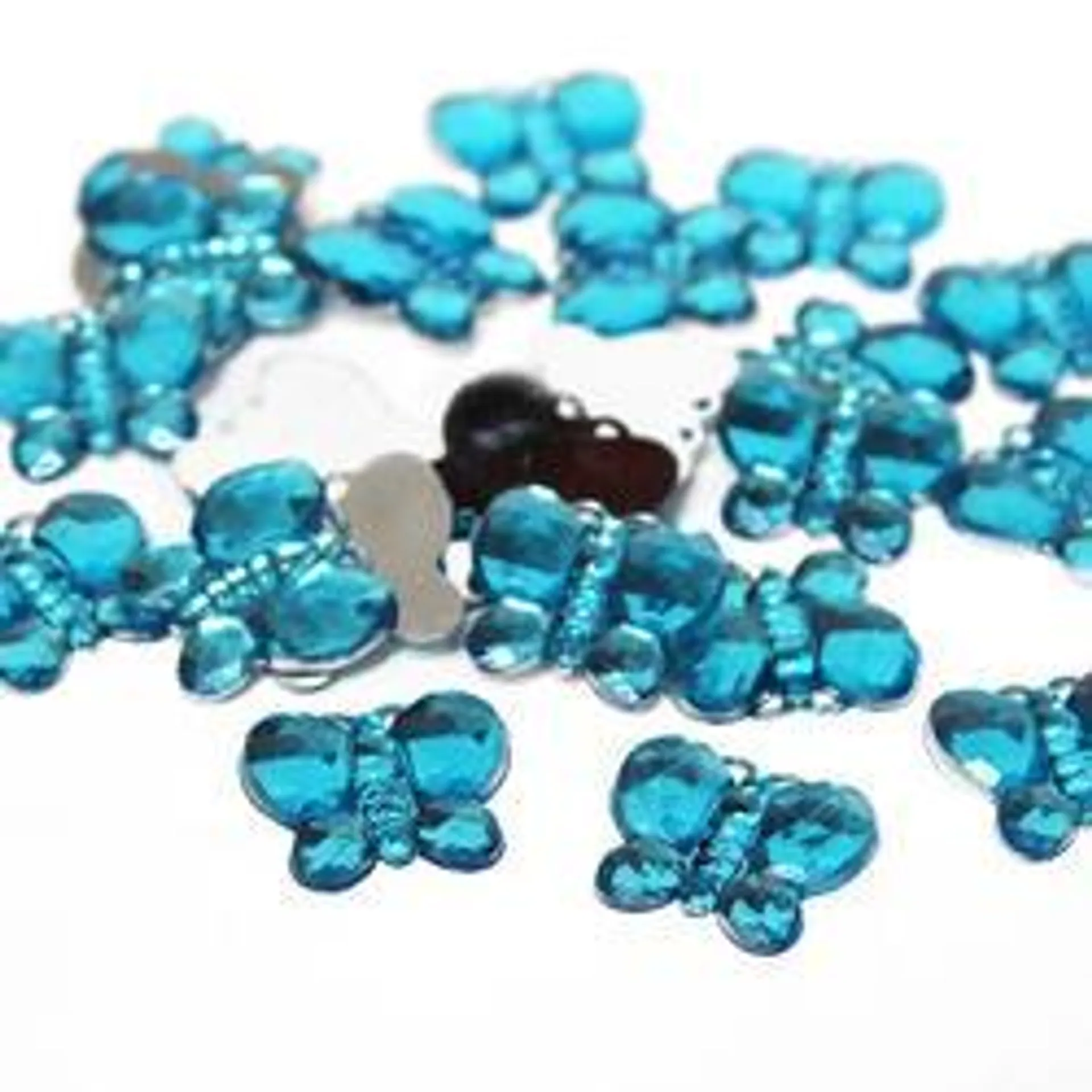 Turquoise Flat Back Butterfly Rhinestones (Package of 30 pieces)