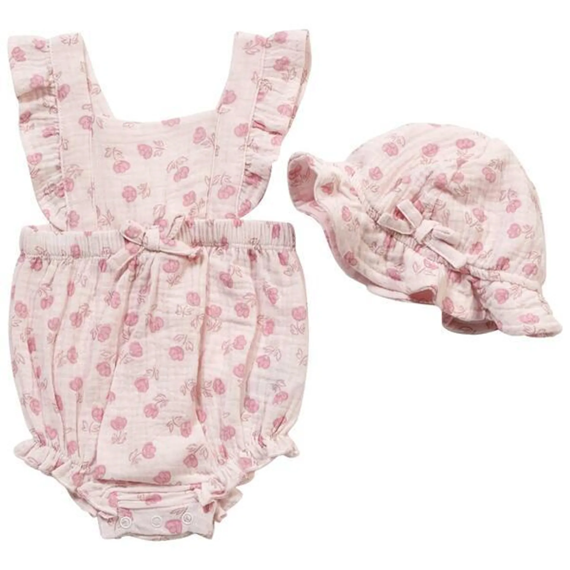 Baby Girl (NB-9M) Emily & Oliver 2pc. Floral Bubble Bodysuit Set