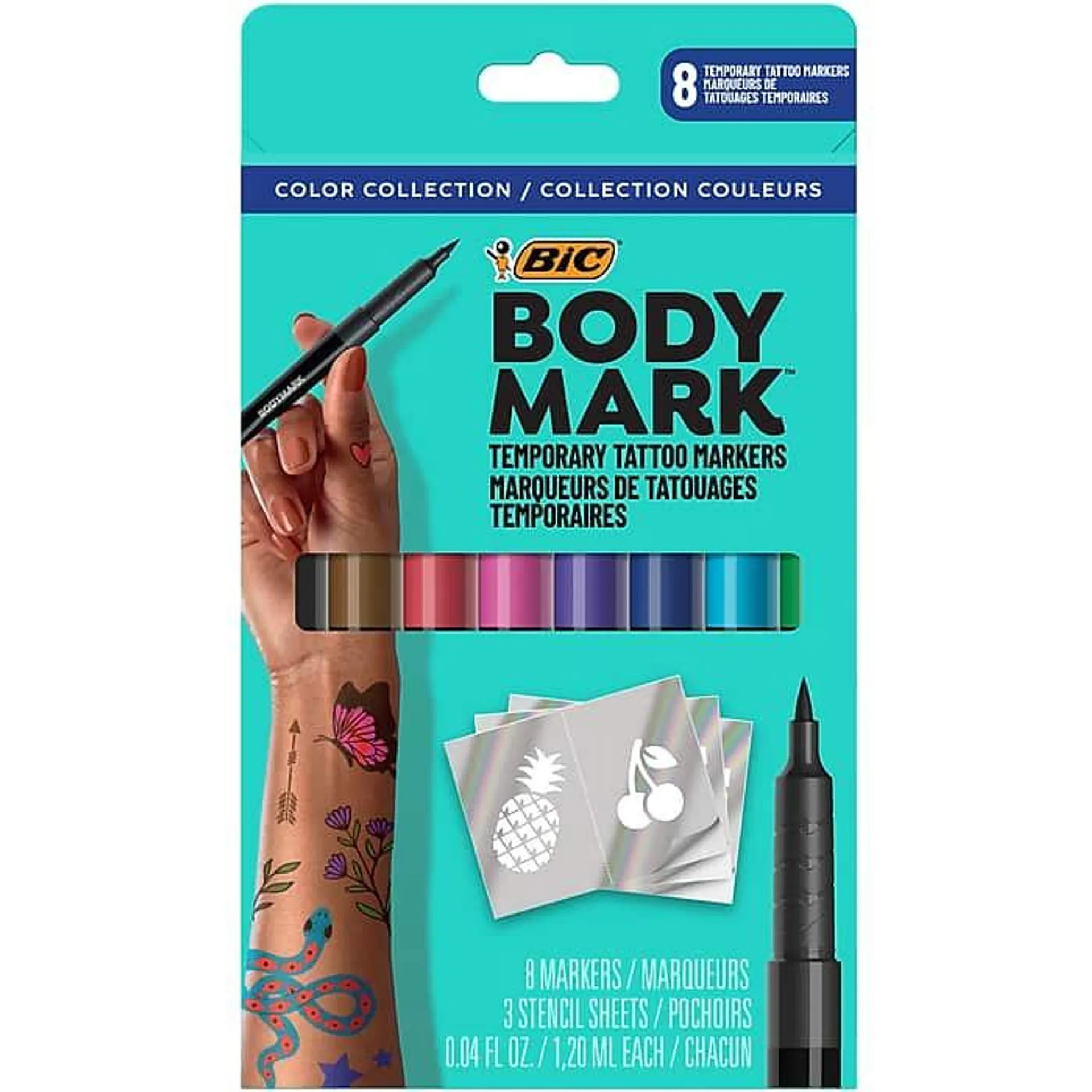 BIC BodyMark Washable Temporary Tattoo Markers,