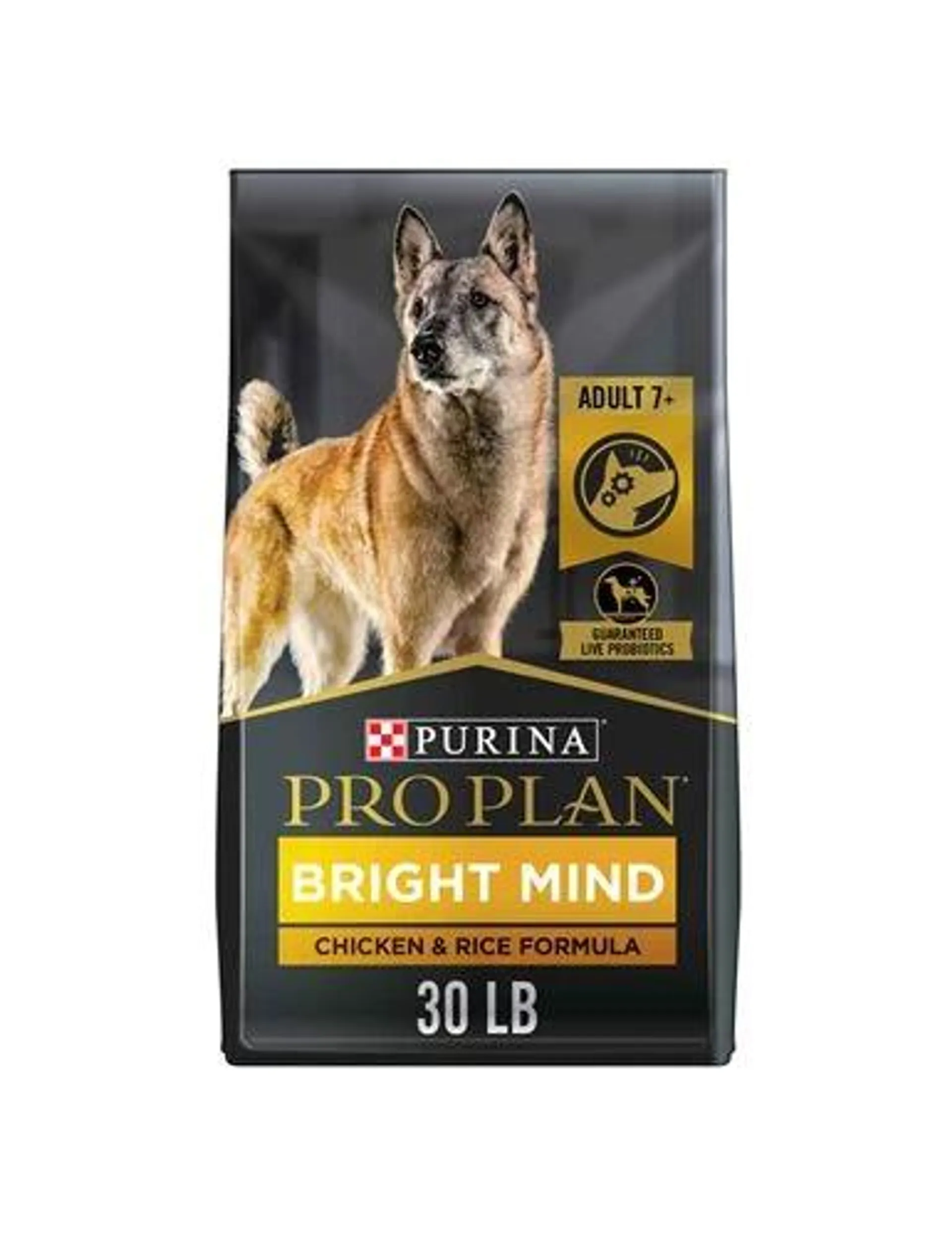 Purina Pro Plan Senior Dog Food With Probiotics for Dogs, Bright Mind 7+ Chicken & Rice Formula - 30 Pound Bag