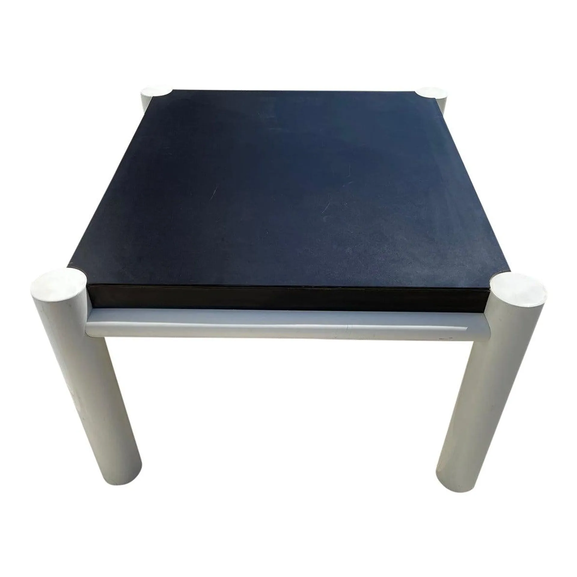 1970s Vintage Black + White Postmodern Square Coffee Table