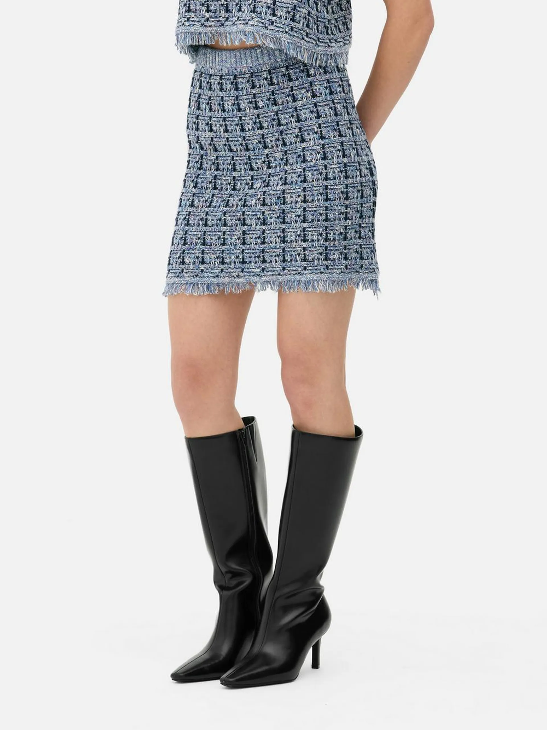 Metallic Knit Mini Skirt