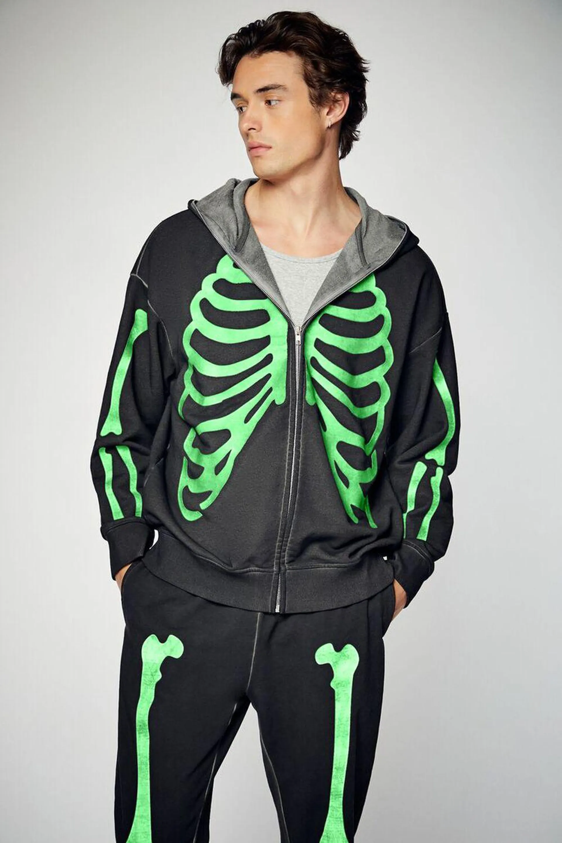 Glow-in-the-Dark Skeleton Zip-Up Hoodie