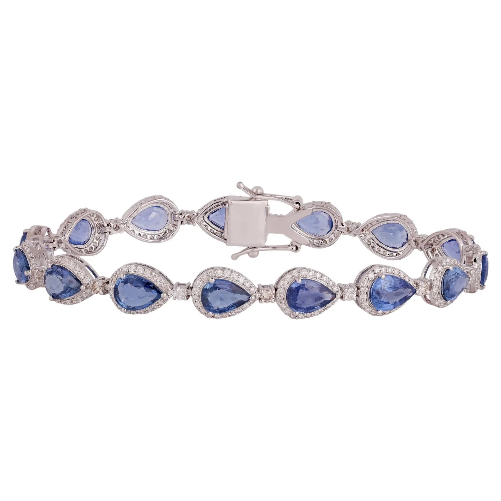 9.79 Carat Sapphire and Diamond Bracelet in 18k White Gold