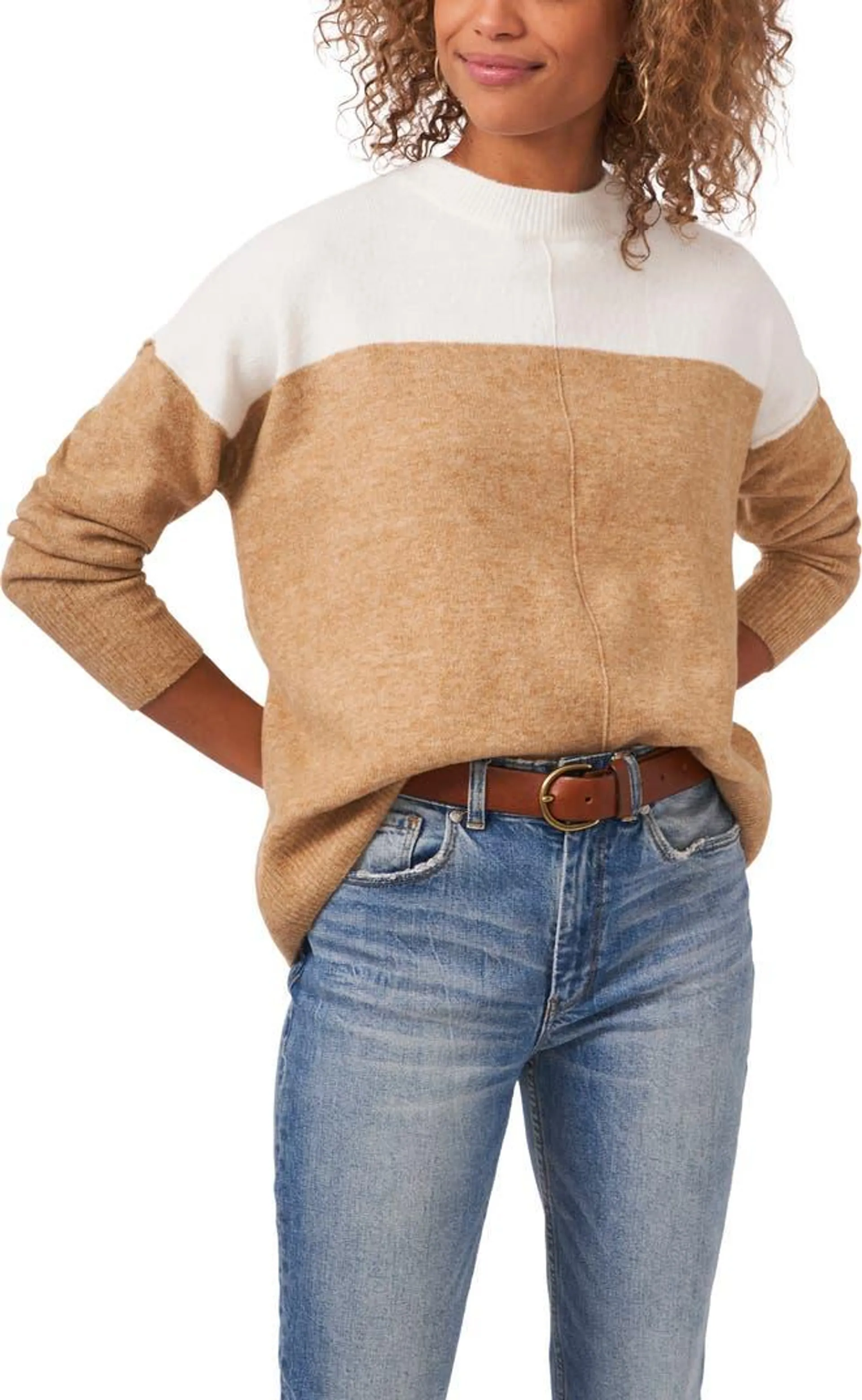 Extended Shoulder Colorblock Sweater