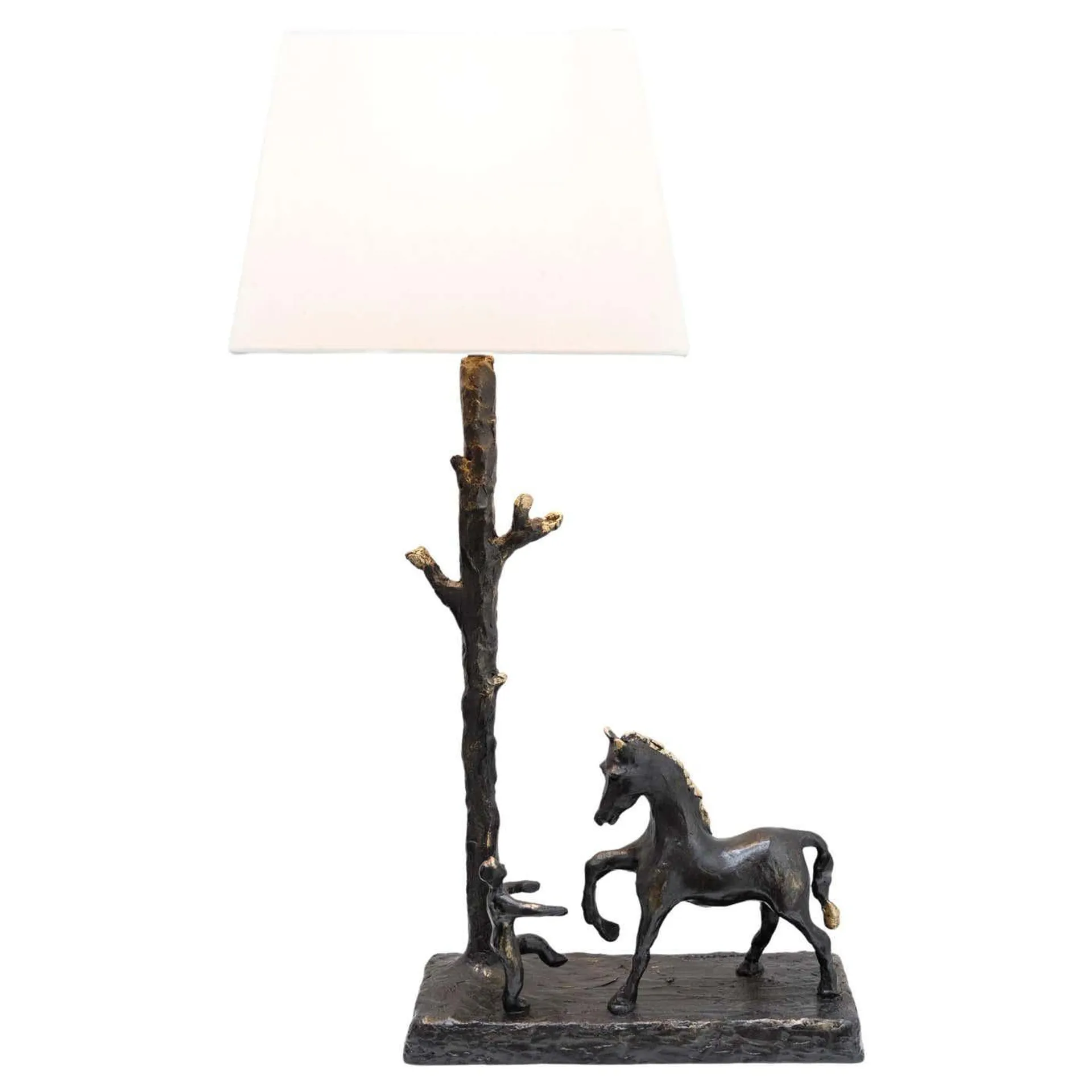 'Horse and Boy' sculptural table lamp, hand crafted and cast