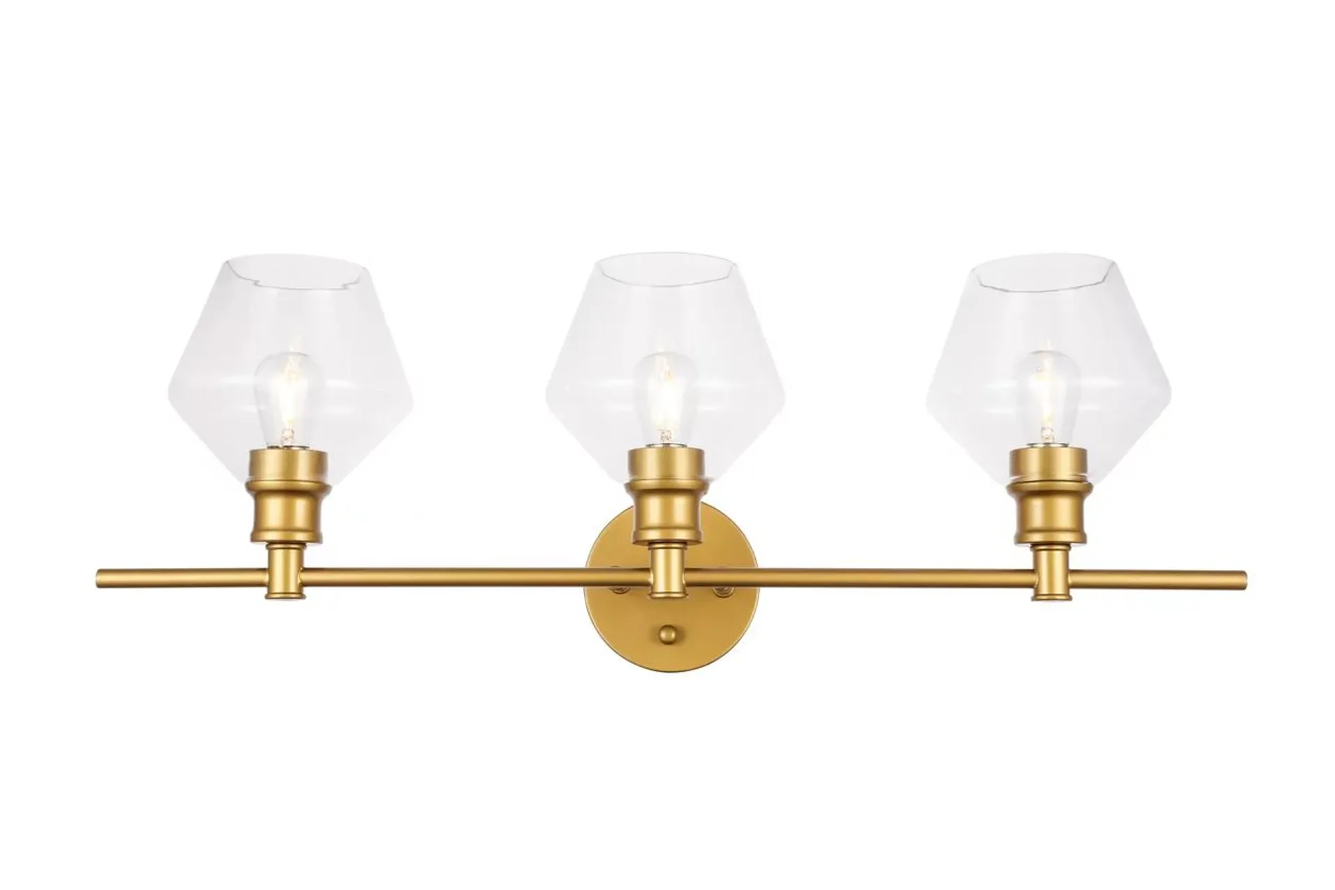 Gene 3 Light Brass And Clear Glass Wall Sconce