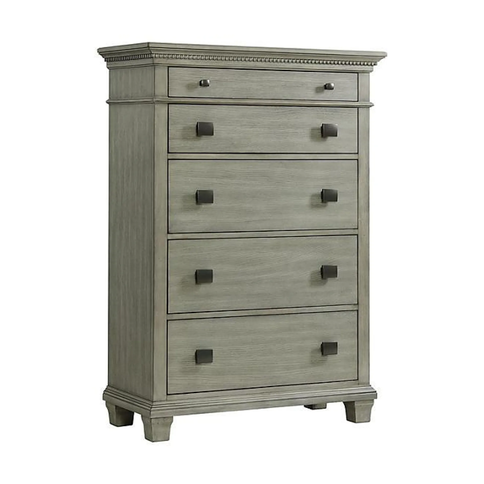 Clovis 5-Drawer Acacia And Manufactured Wood Chest, Grey