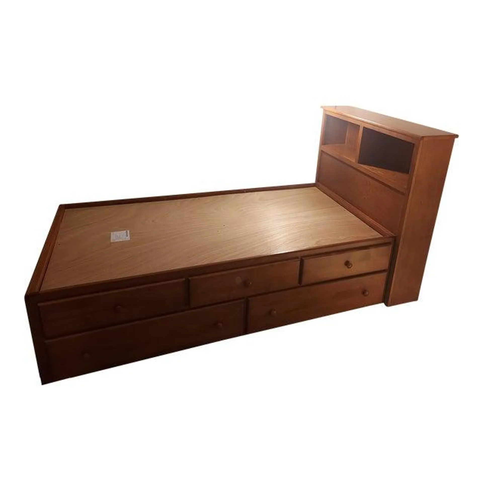 2010 Solid Birch Bedroom Source Twin Size Captain's Storage Bed With Bookcase Headboard