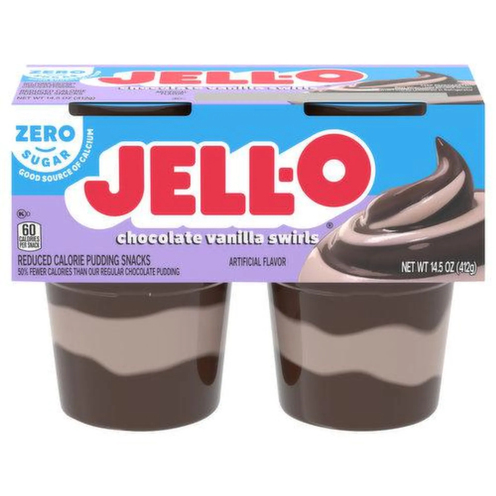 Jell-O Pudding Snacks, Reduced Calorie, Chocolate Vanilla Swirls - 14.5 Ounce