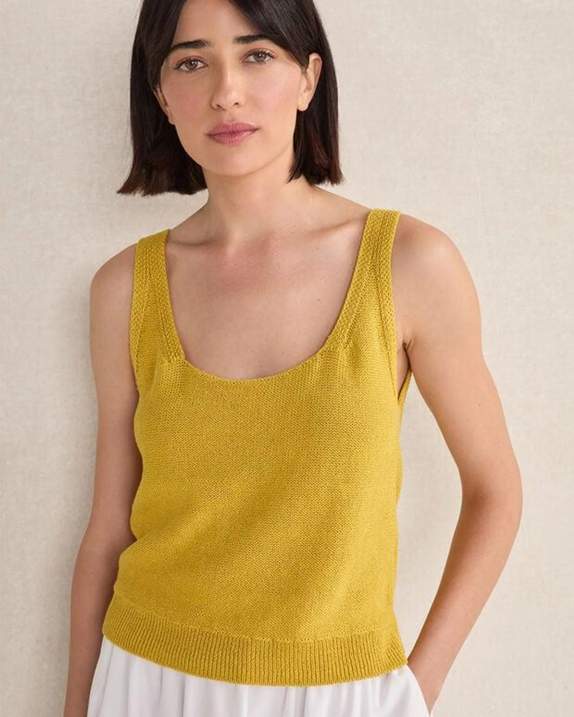 Organic Cotton Linen Scoop Neck Tank