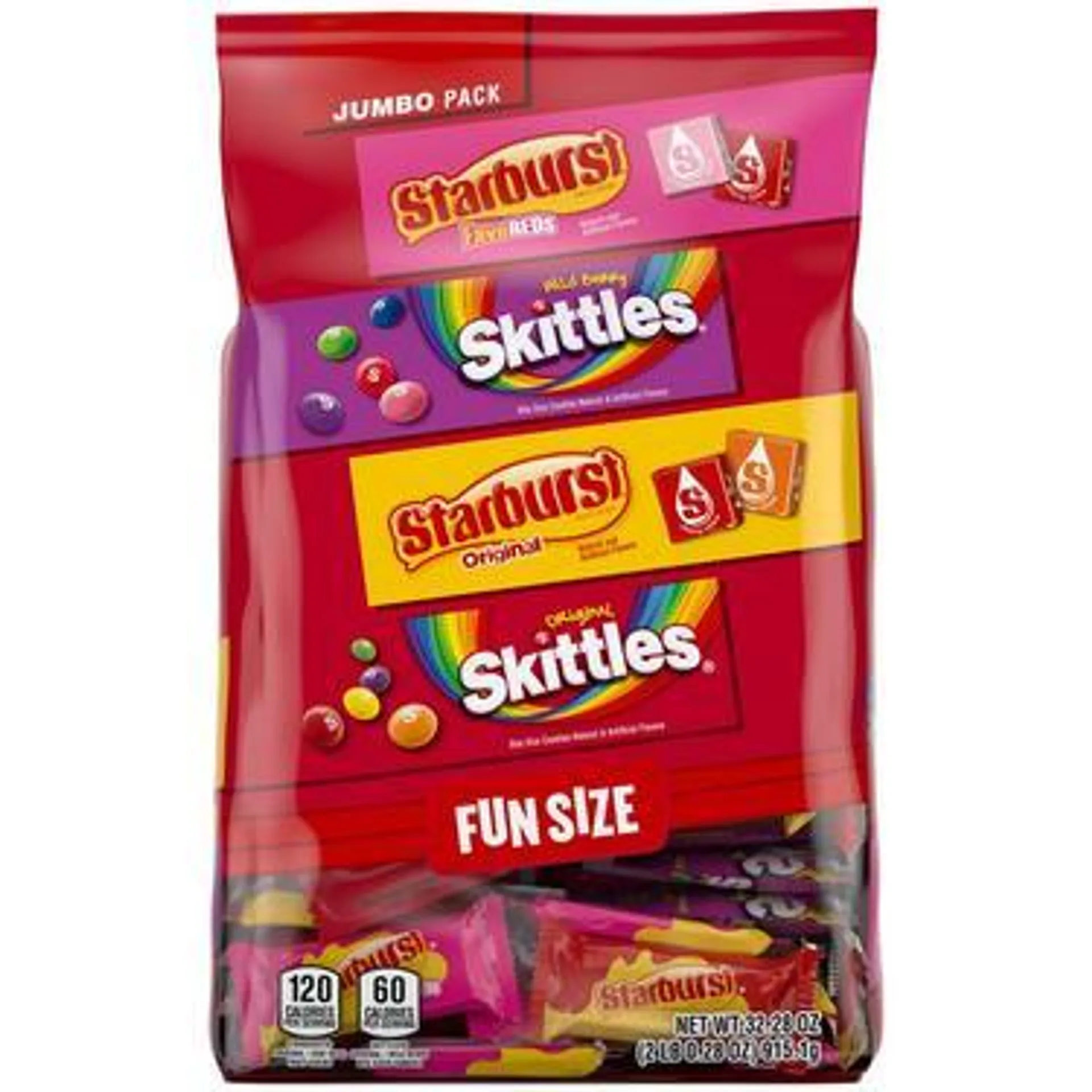 Starburst & Skittles Fun Size Assortment, Jumbo Pack, 32.28oz