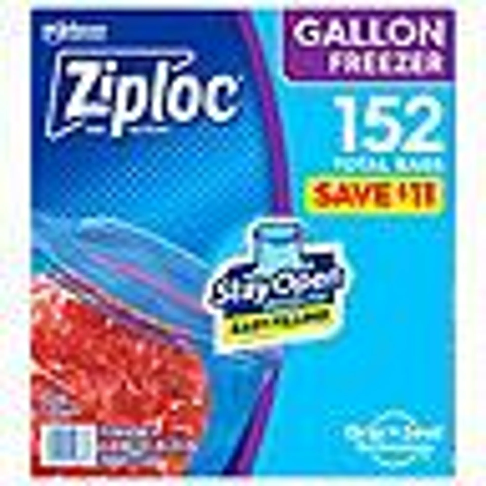 Ziploc Gallon Freezer Bags with New Stay Open Design, 152 ct.