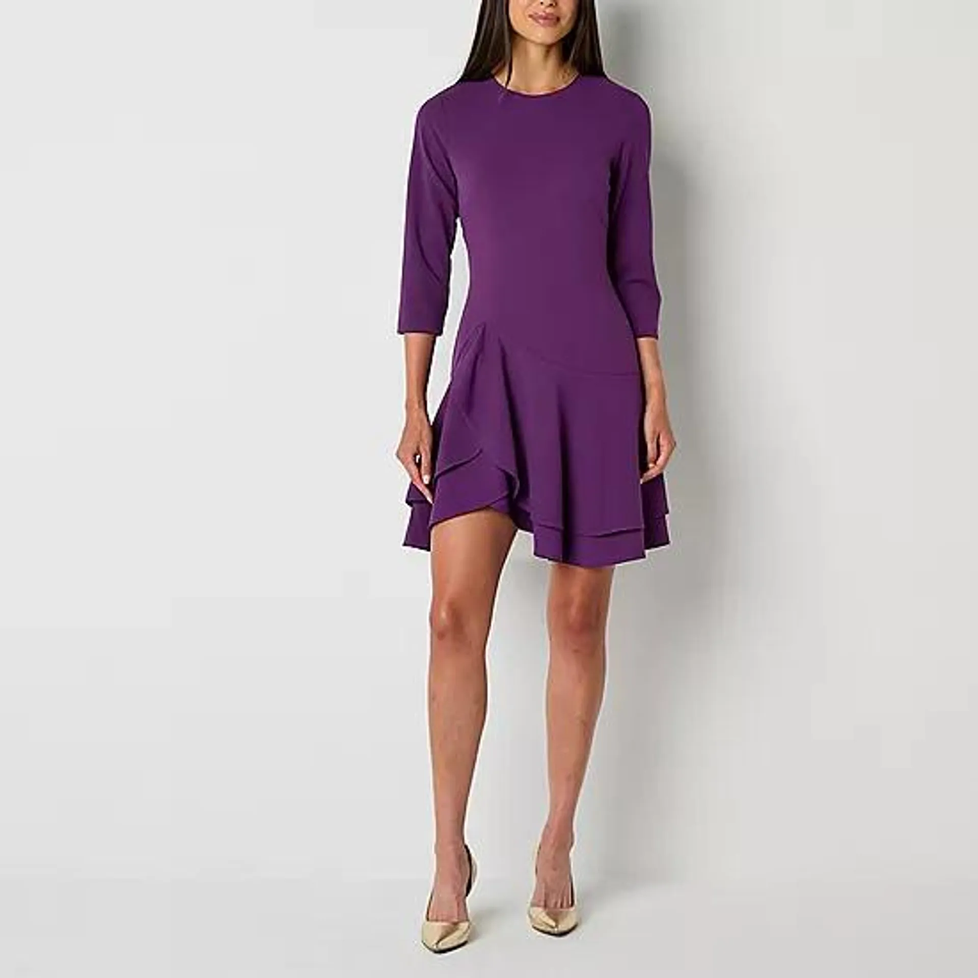 new! Danny & Nicole Womens 3/4 Sleeve Fit + Flare Dress