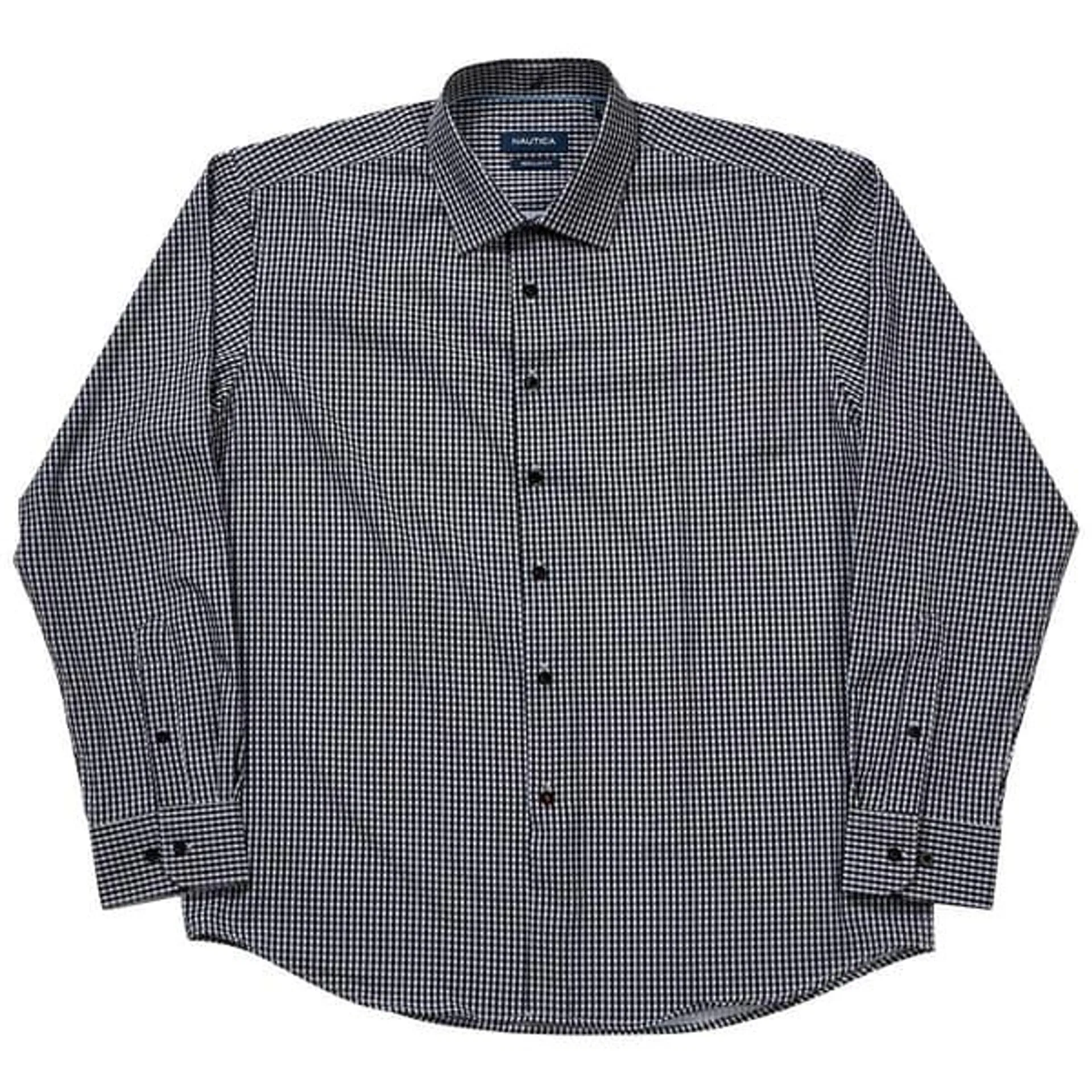 Mens Nautica Regular Fit Gingham Dress Shirt - Black