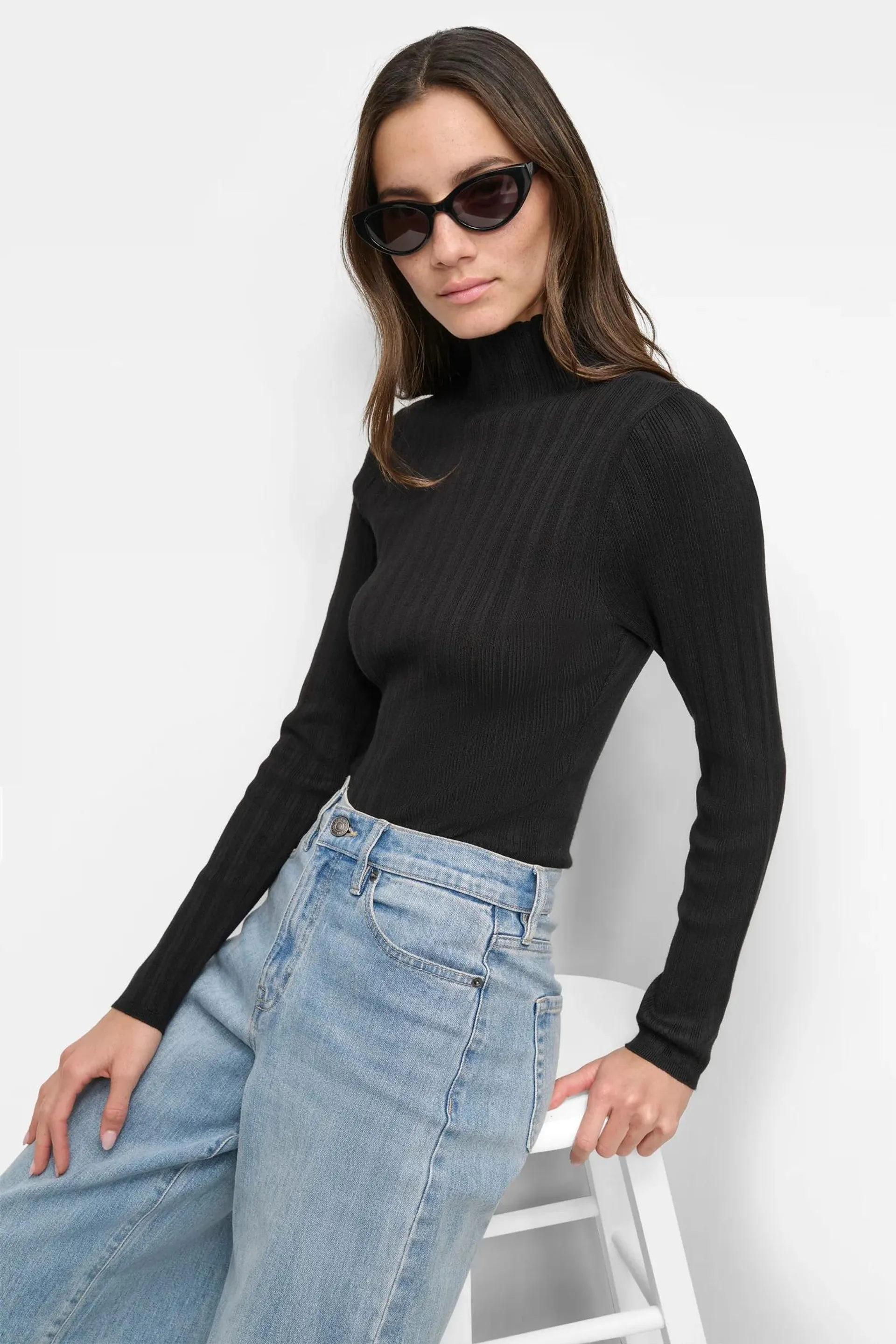 RIBBED MOCK NECK BODYSUIT