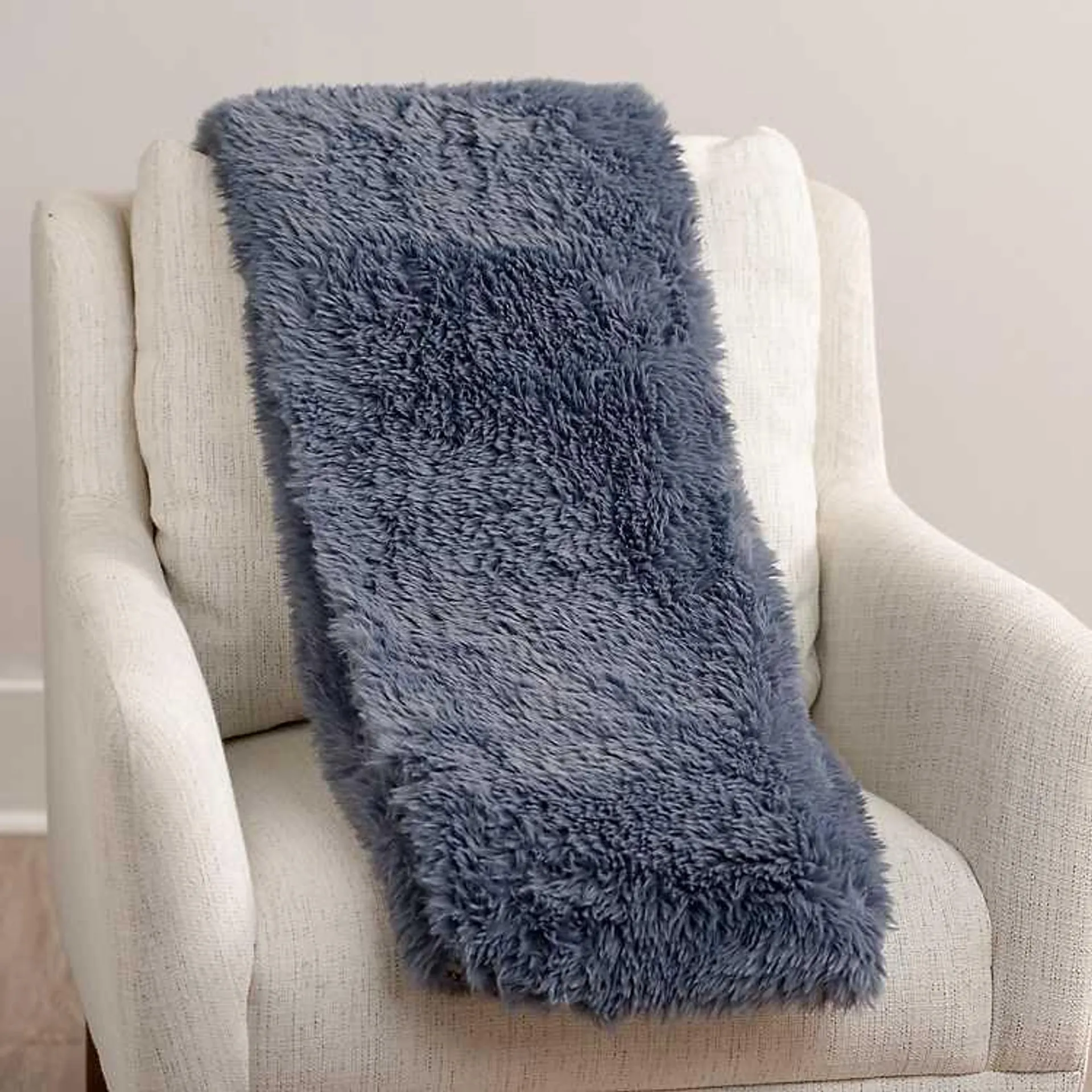 Blue Faux Fur Luxe Throw