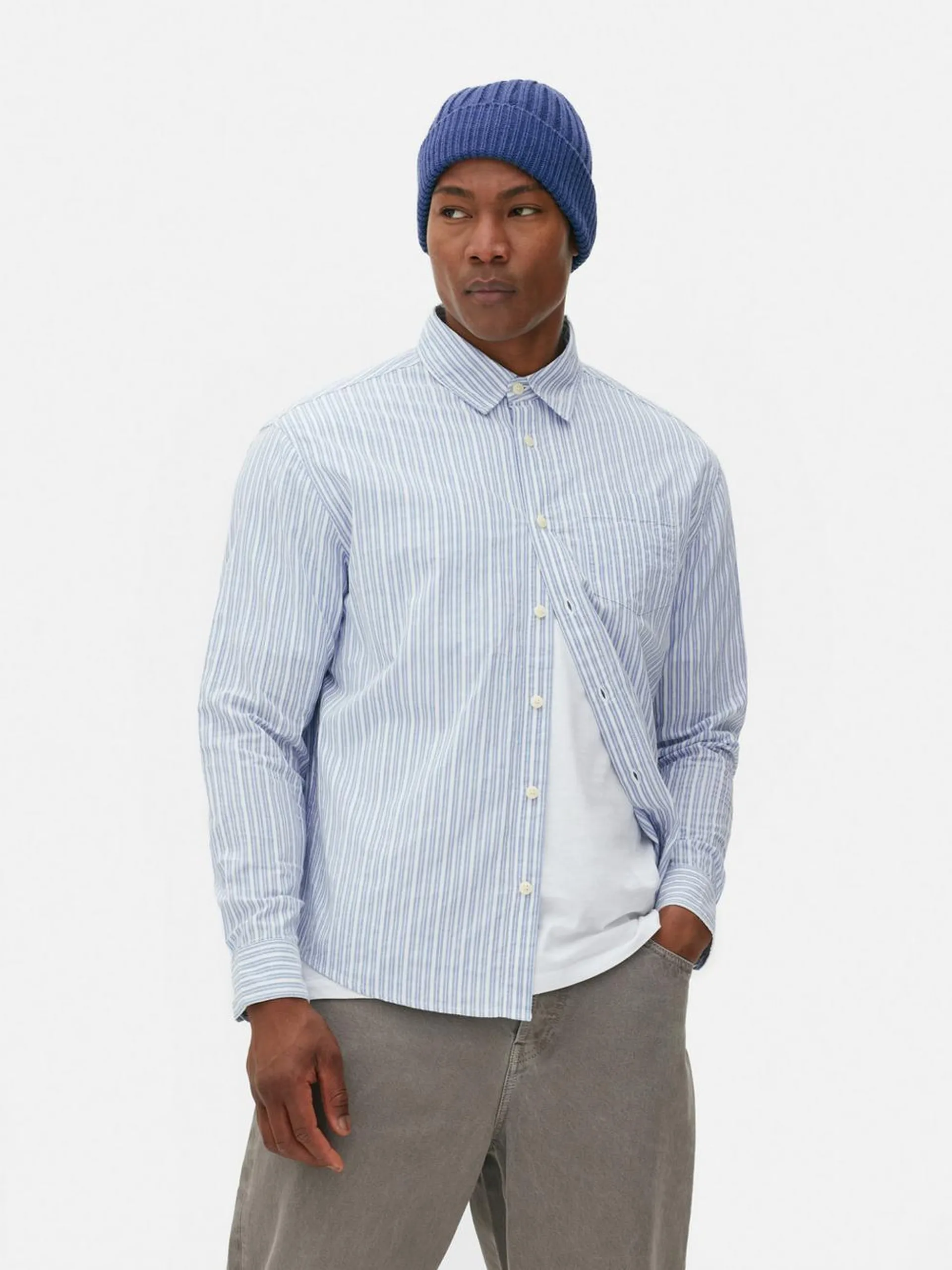 Jacquard Stripe Long Sleeve Shirt