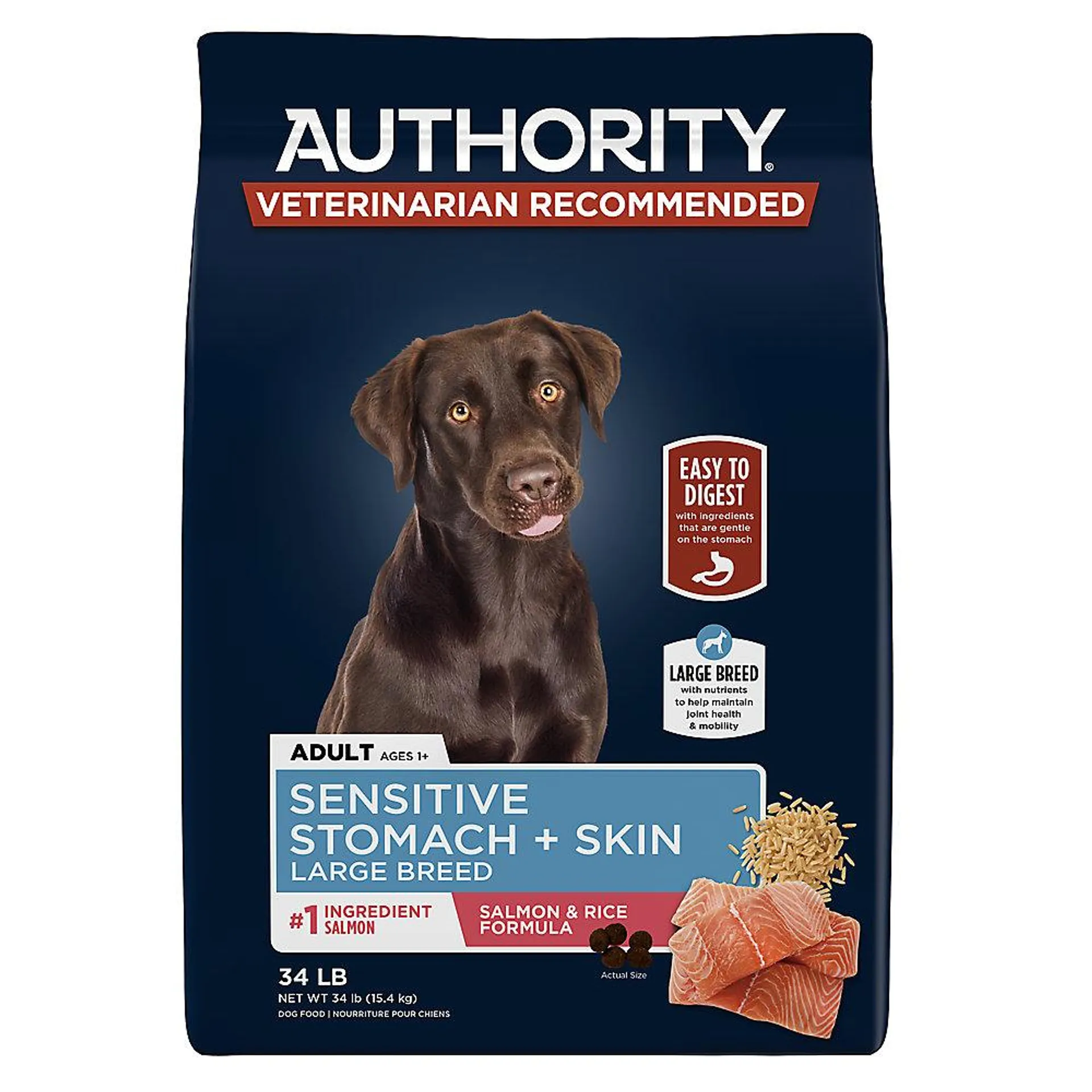 Authority Sensitive Stomach & Skin Large Breed Adult Dog Dry Food - Salmon & Rice