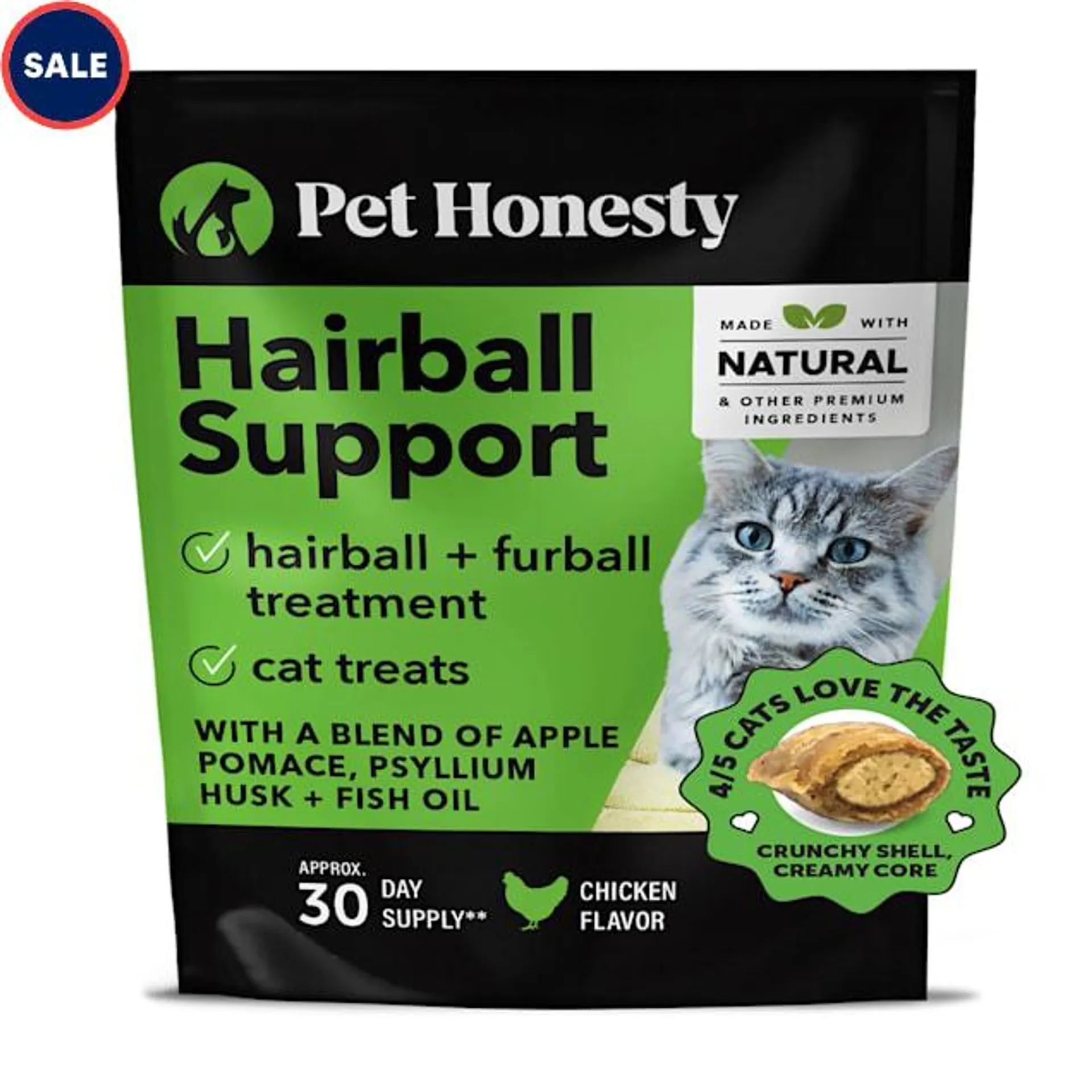 Pet Honesty Hairball Support Dual Texture Cat Chews, 3.7 oz.