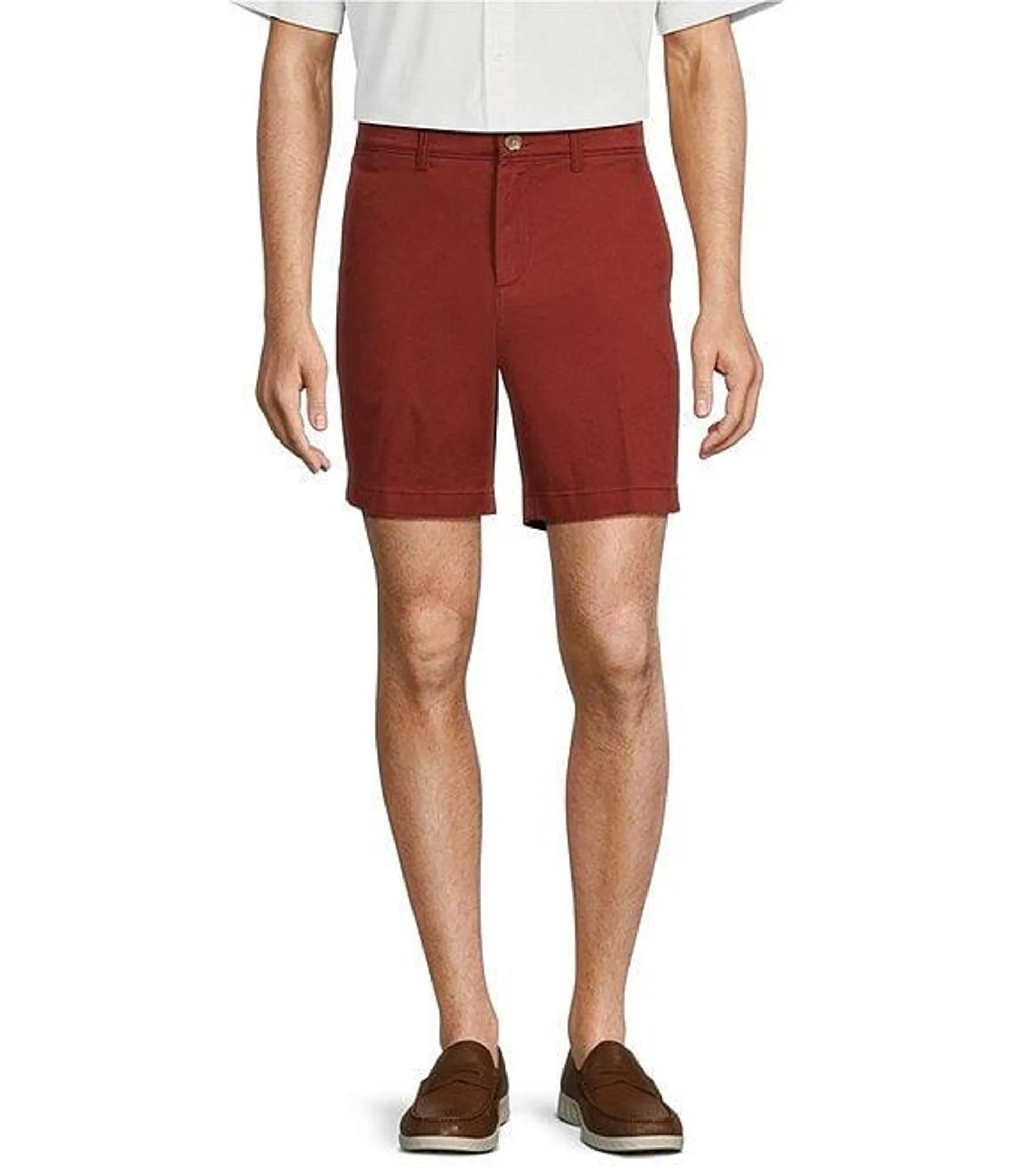 Casuals Straight Fit Flat Front Washed 7" Chino Shorts