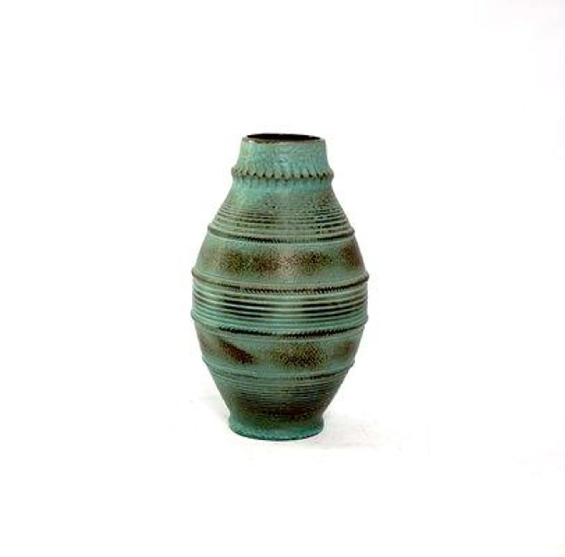 Large German Green and Black Floor Vase, 1950s