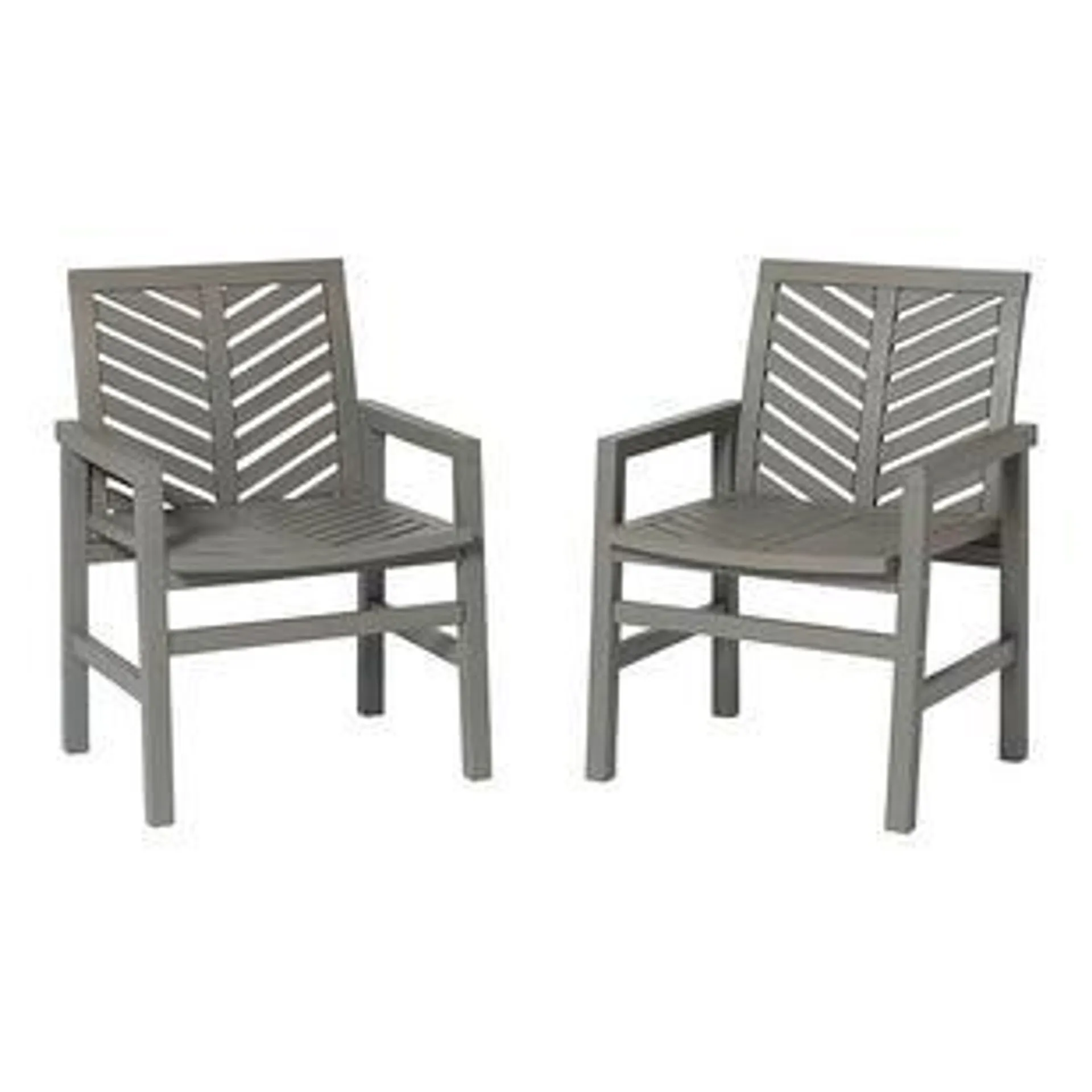 Walker Edison - Windsor Acacia Wood Patio Chairs, Set of 2 - Grey Wash