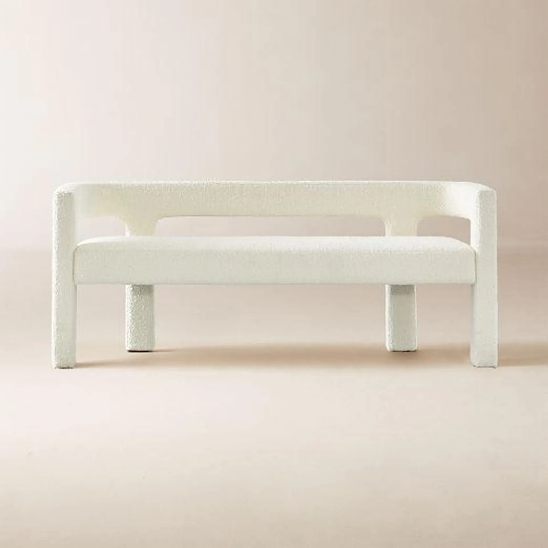 Stature Ivory Boucle Bench