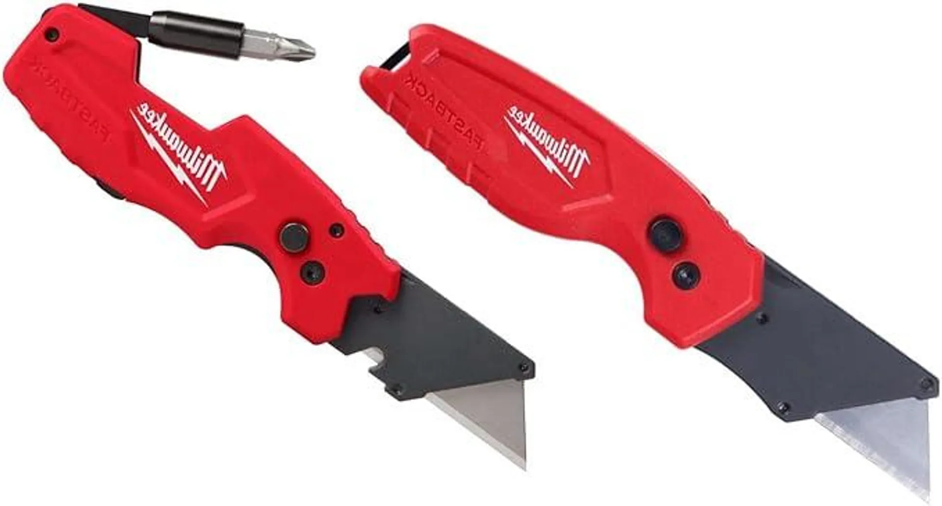Milwaukee FASTBACK Compact Knife, and FASTBACK 6-in-1 Folding Utility Knives, w/Blade (knife 2pack) Red-black