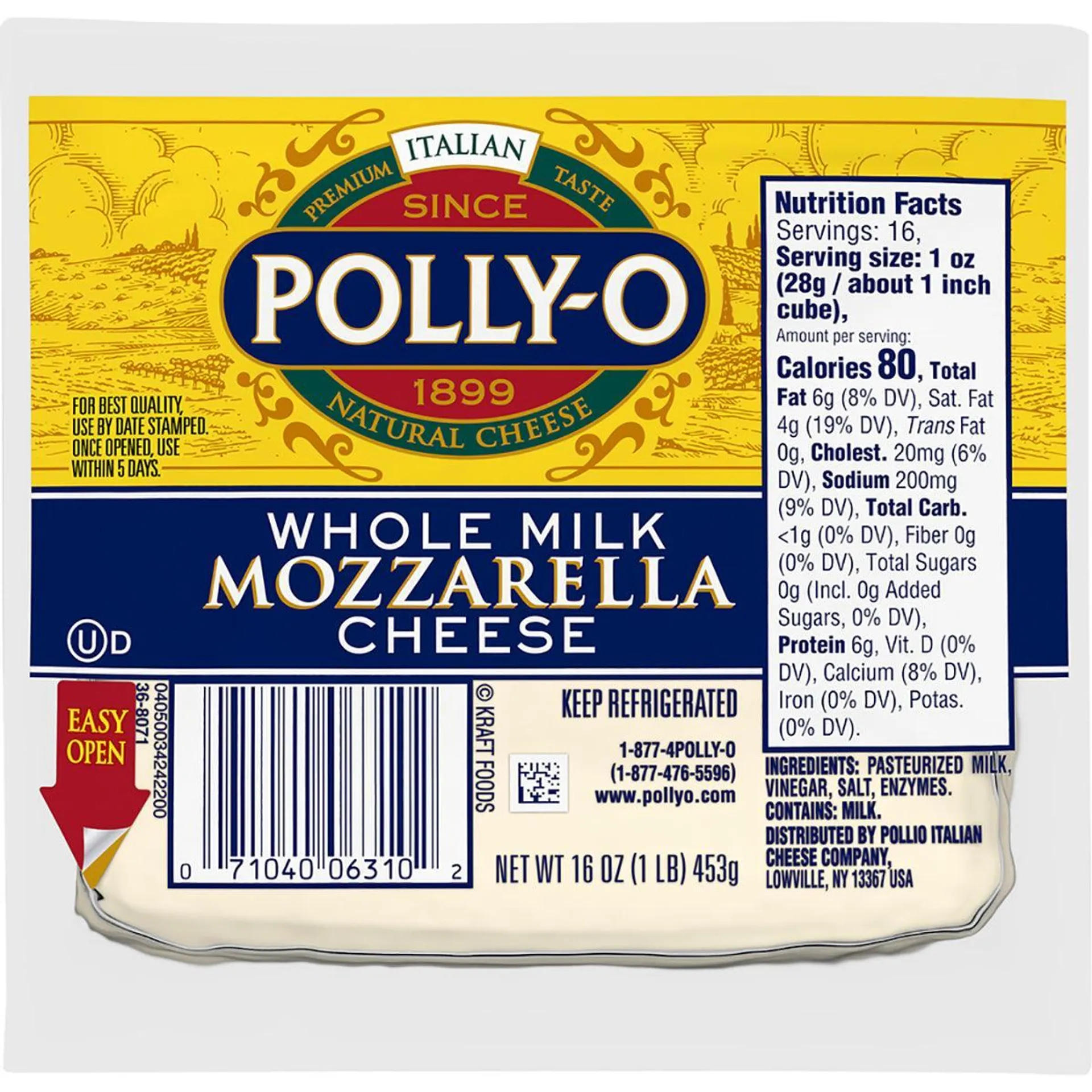 Polly-O Whole Milk Mozzarella 1LB