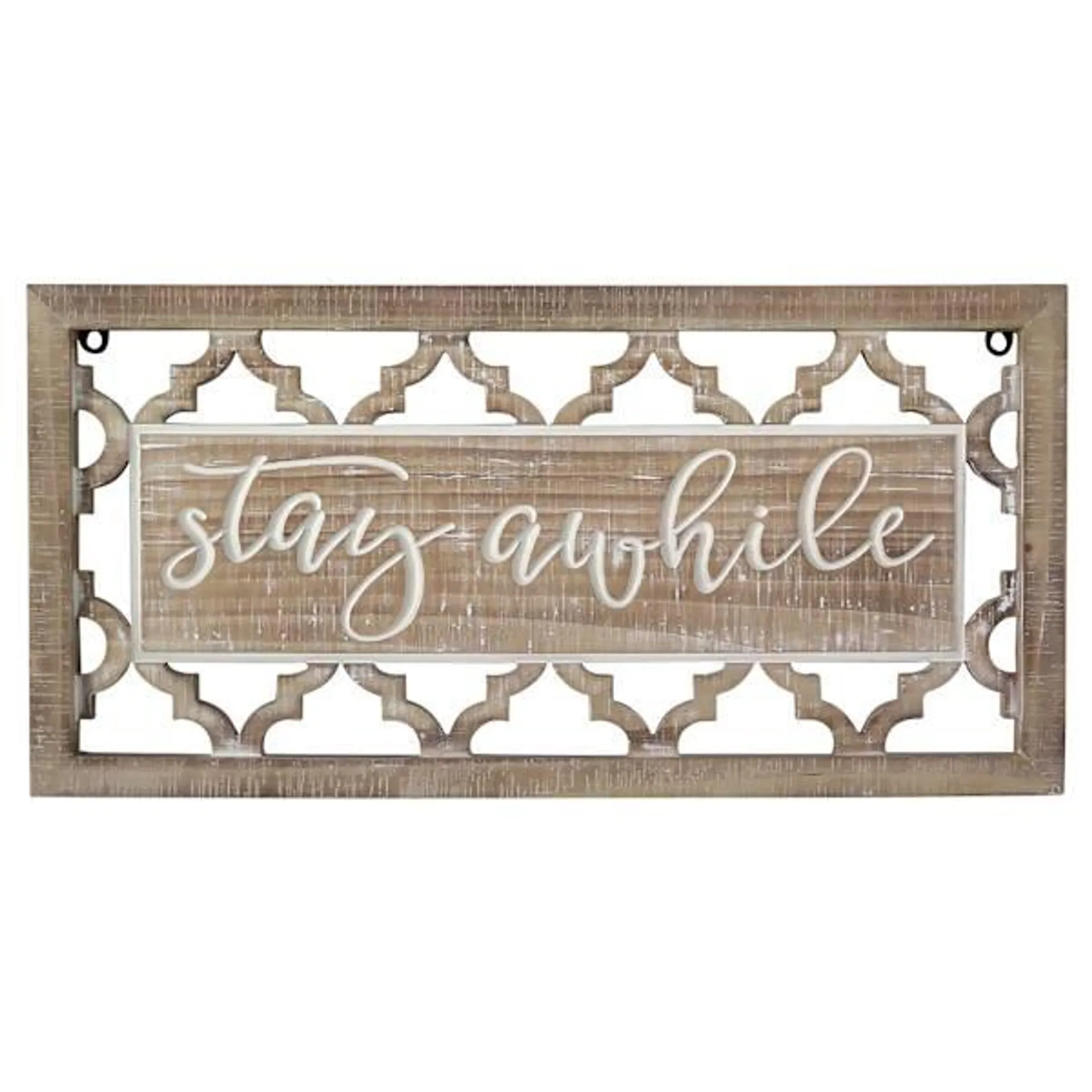 Stay Awhile Wooden Wall Sign, 24x12