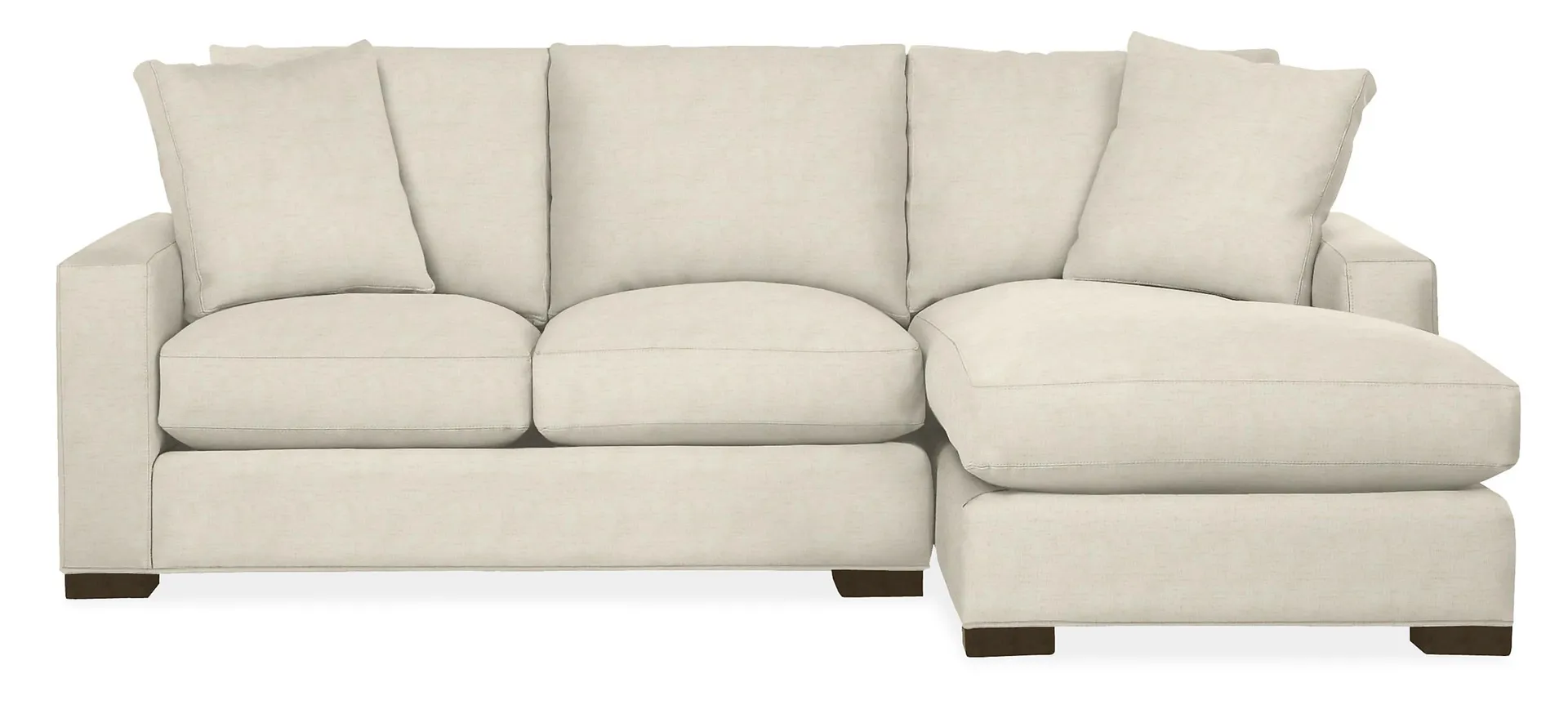 Metro 94" Sofa with Right-Arm Chaise in Hawkins Ivory with Mocha Legs