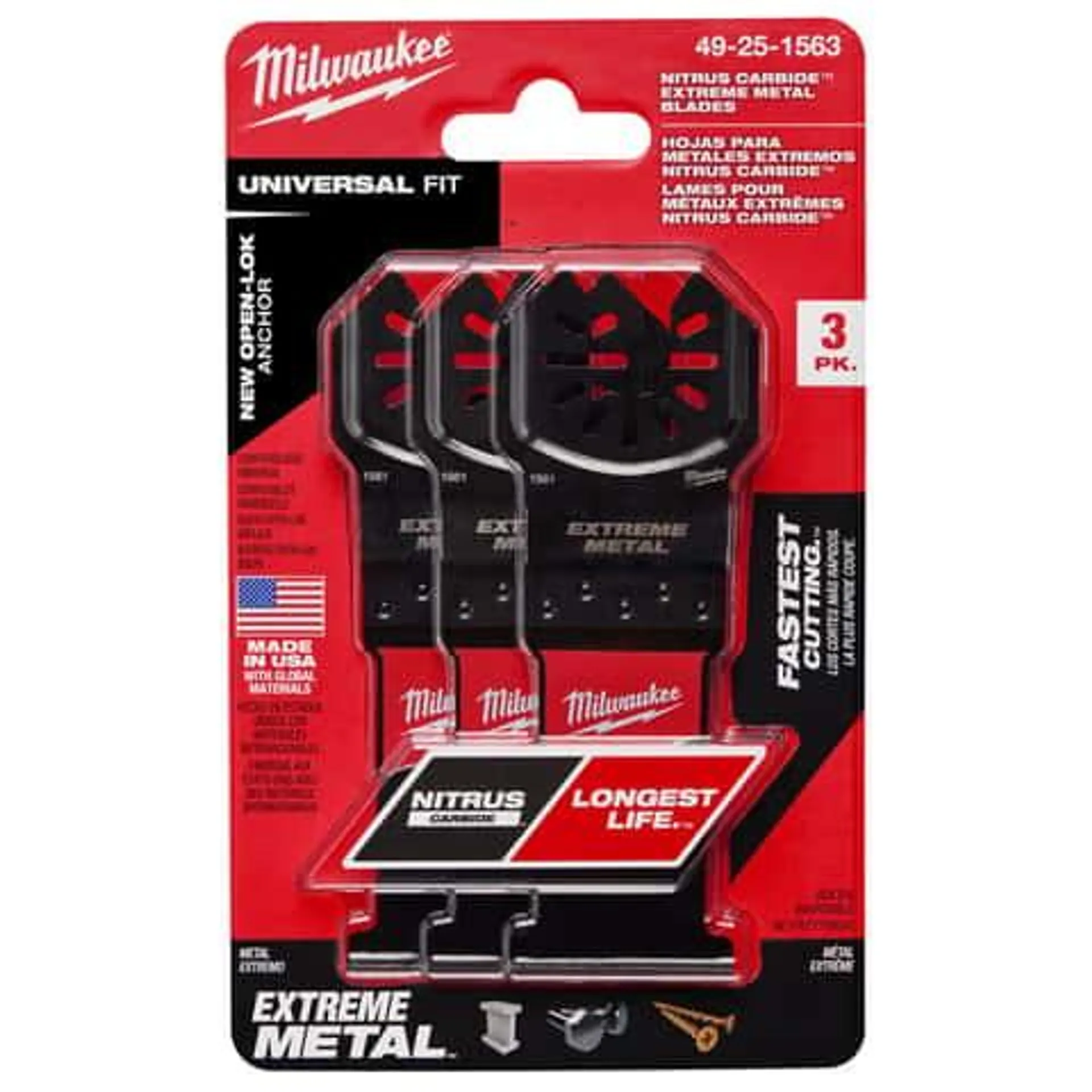 Milwaukee Nitrus Carbide 1-3/8 in. W Carbide Open-Lok Oscillating Blade Multi-Material 3 pk