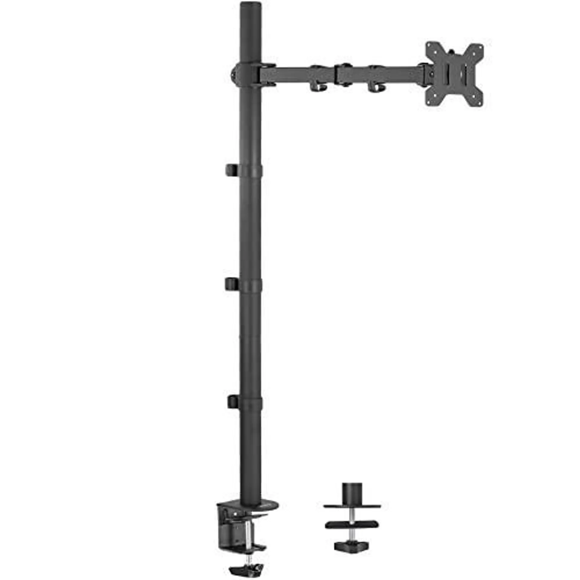 vivo extra tall single monitor desk mount stand with 39 inch pole. features full adjustability - tilt and articulation, holds