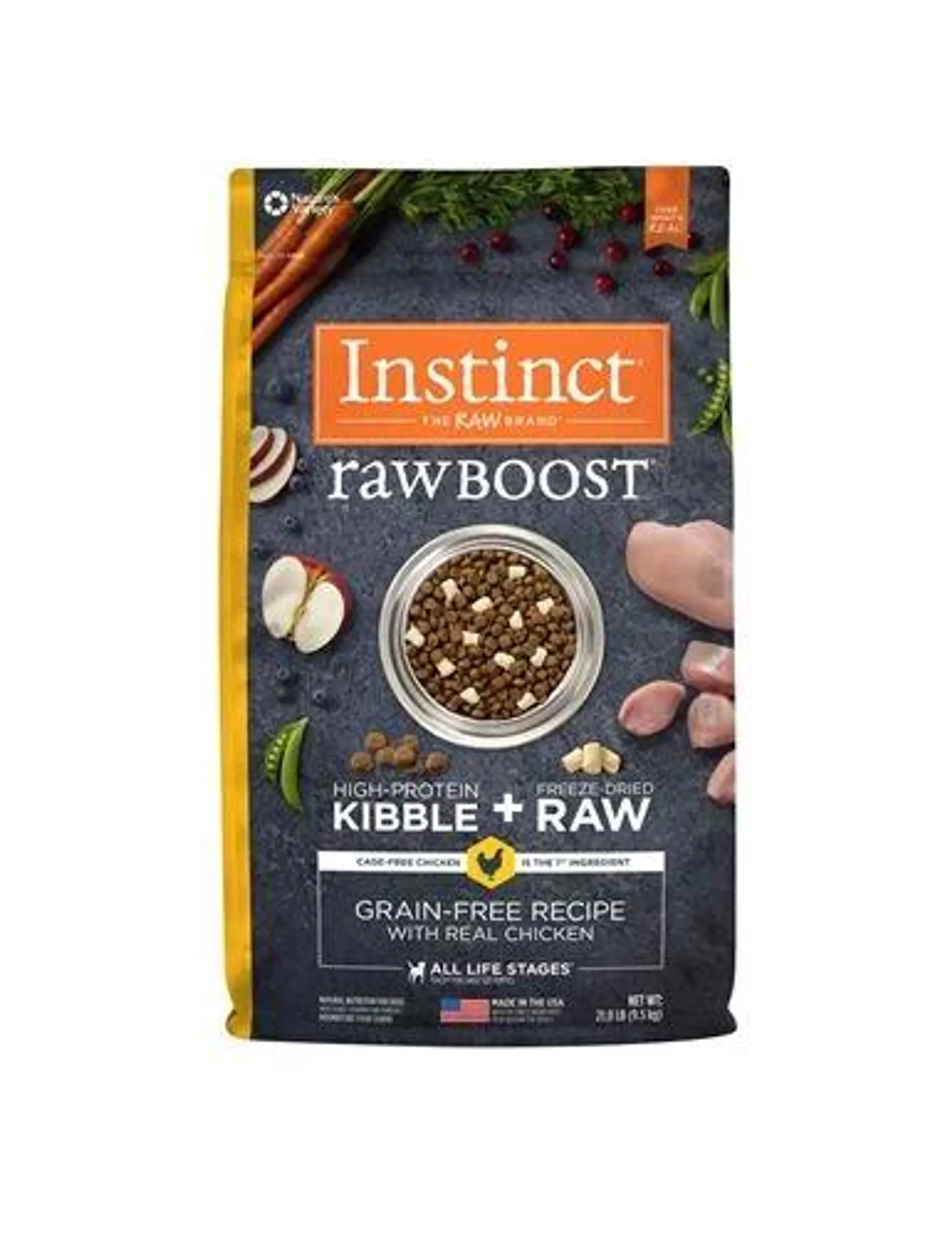 Instinct Raw Boost Grain-Free Recipe with Real Chicken Dry Dog Food with Freeze-Dried Raw Pieces, 21 Pound Bag