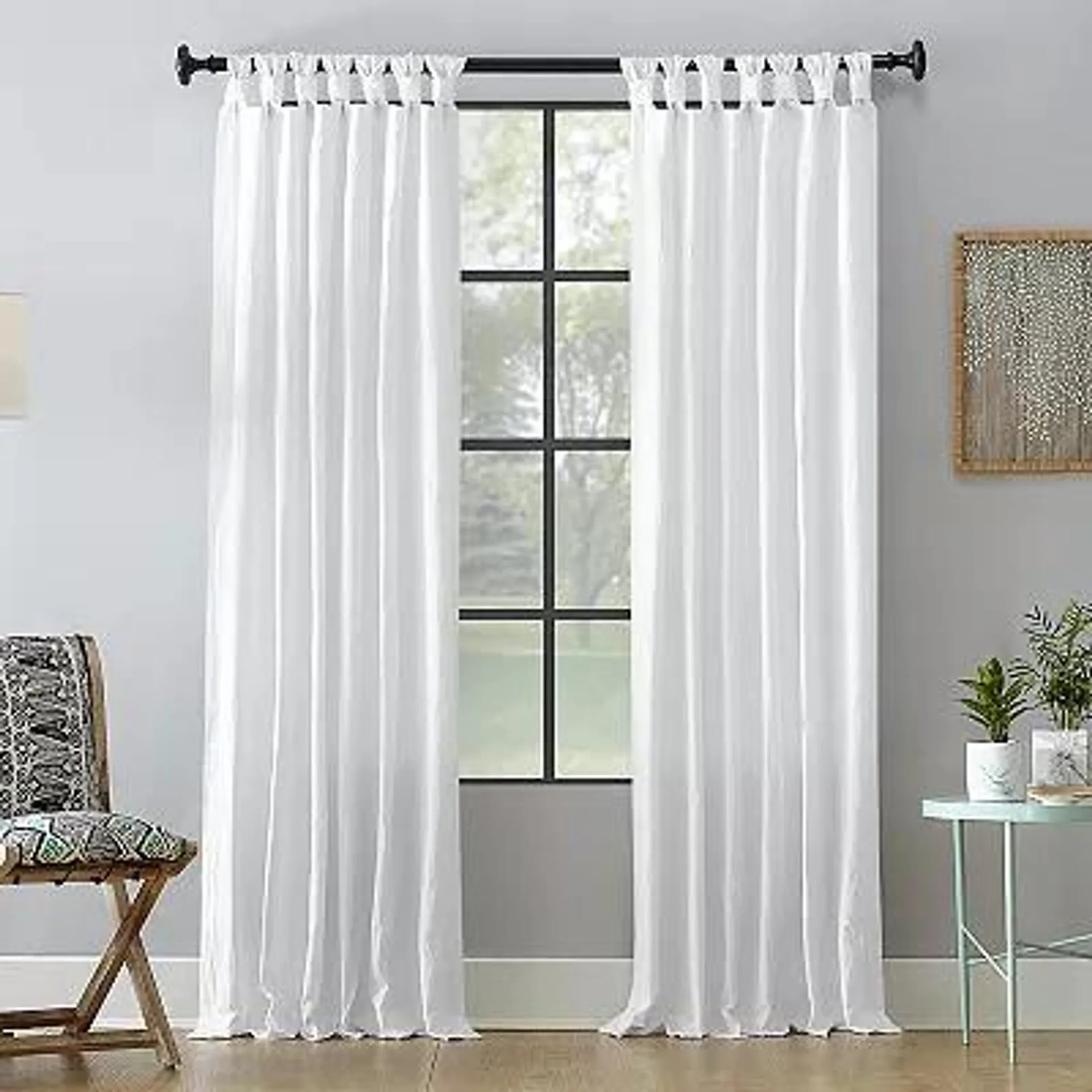 Archaeo Washed Cotton Semi-Sheer Twist Tab Single Curtain Panel