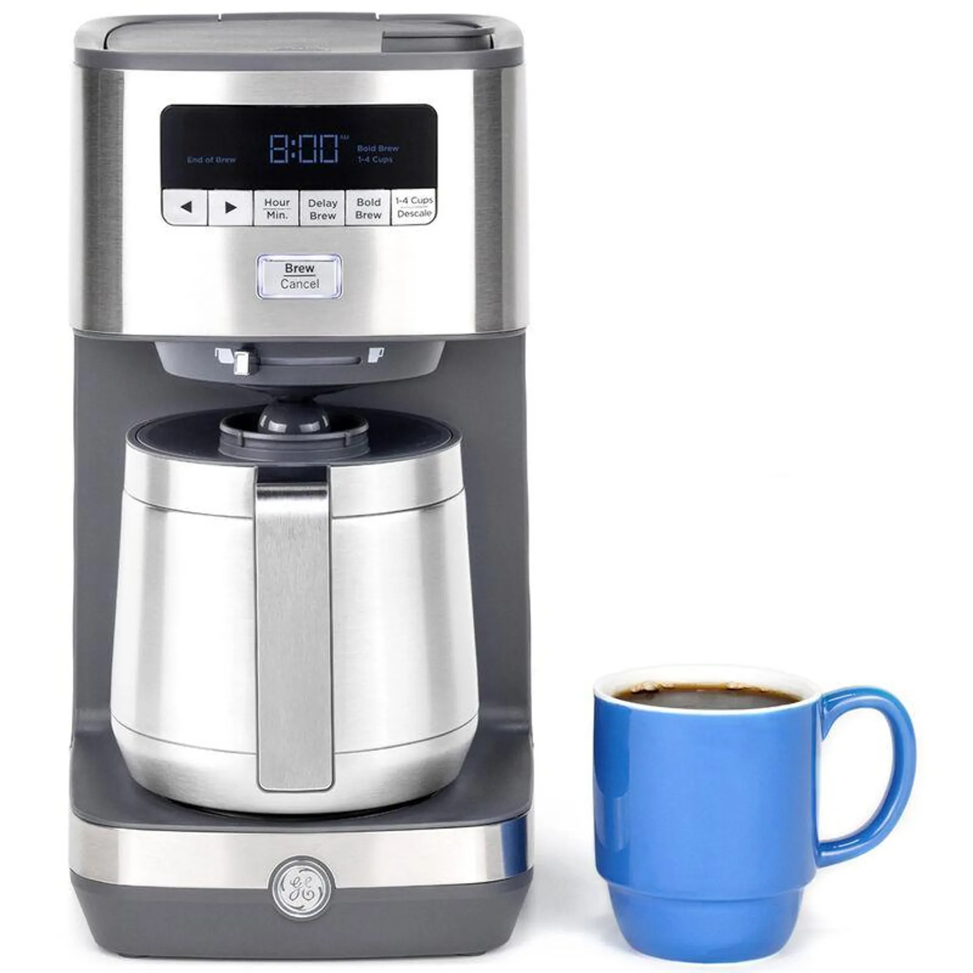 GE 10-Cup Drip Coffee Maker with Single Serve - Stainless Steel