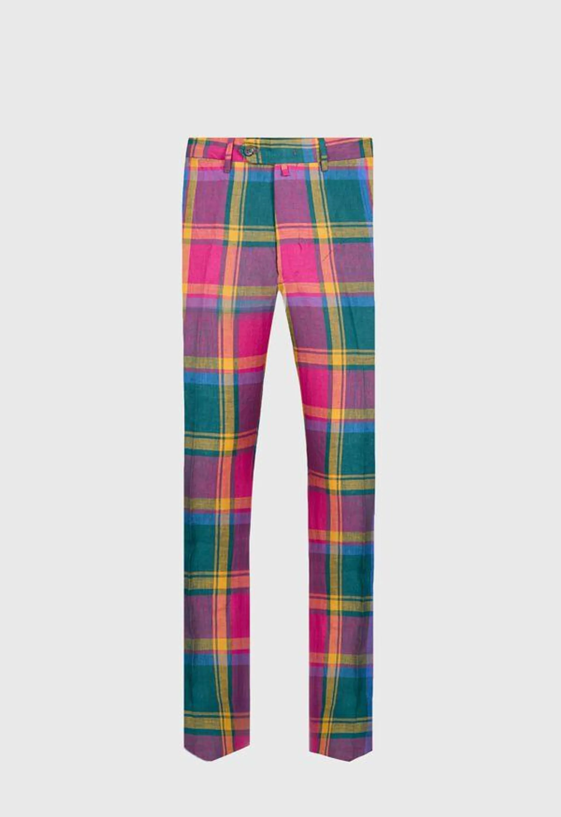 Linen Plaid Dress Trouser