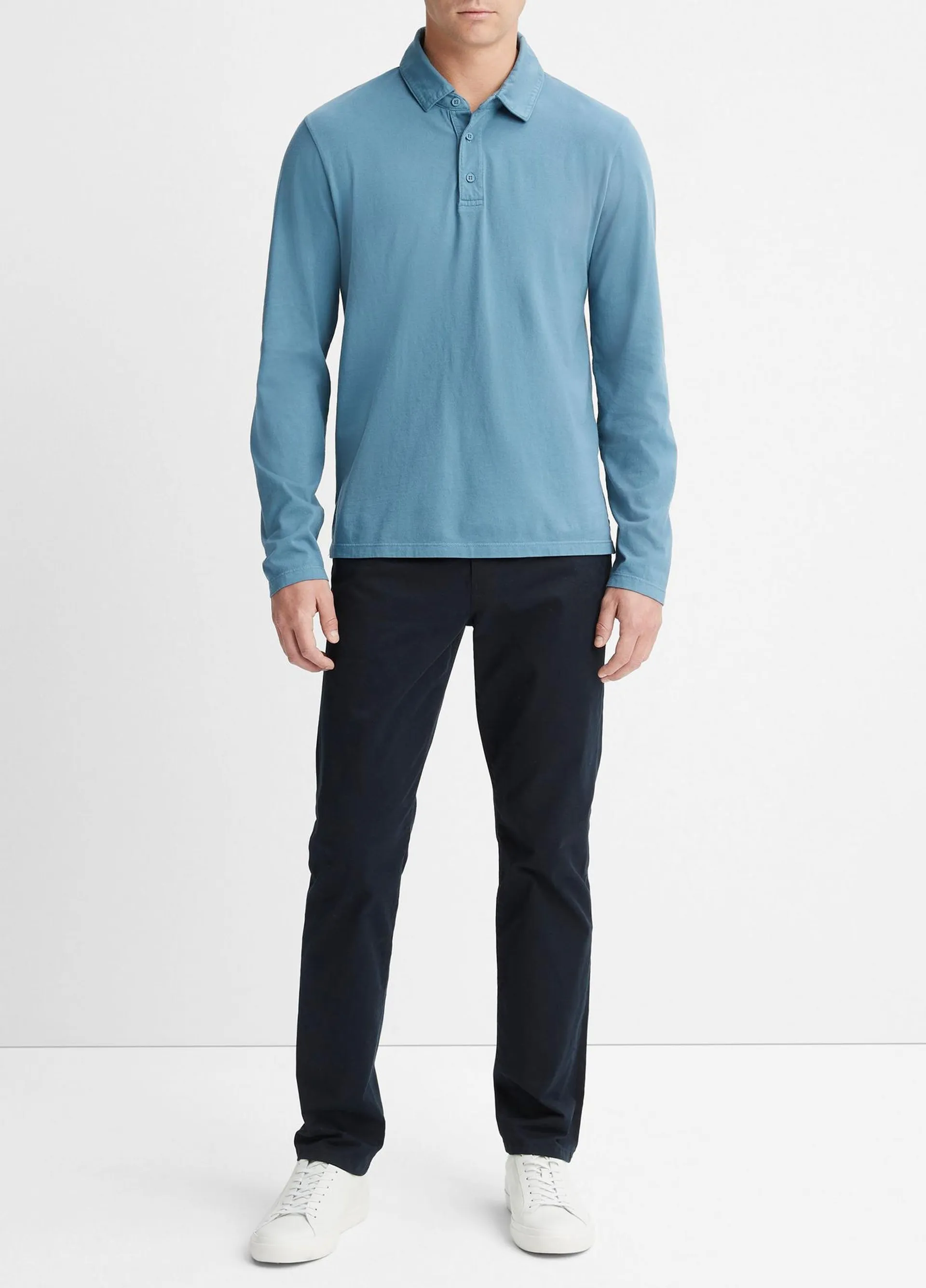 Garment Dye Long-Sleeve Polo Shirt