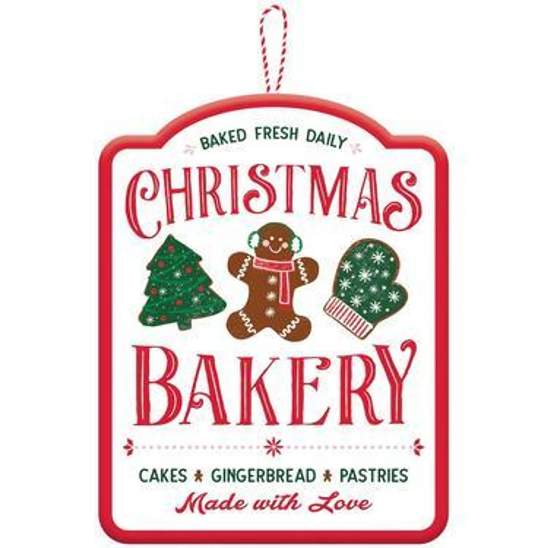 Christmas Bakery MDF Hanging Sign, 14in x 18in - Cocoa Bar