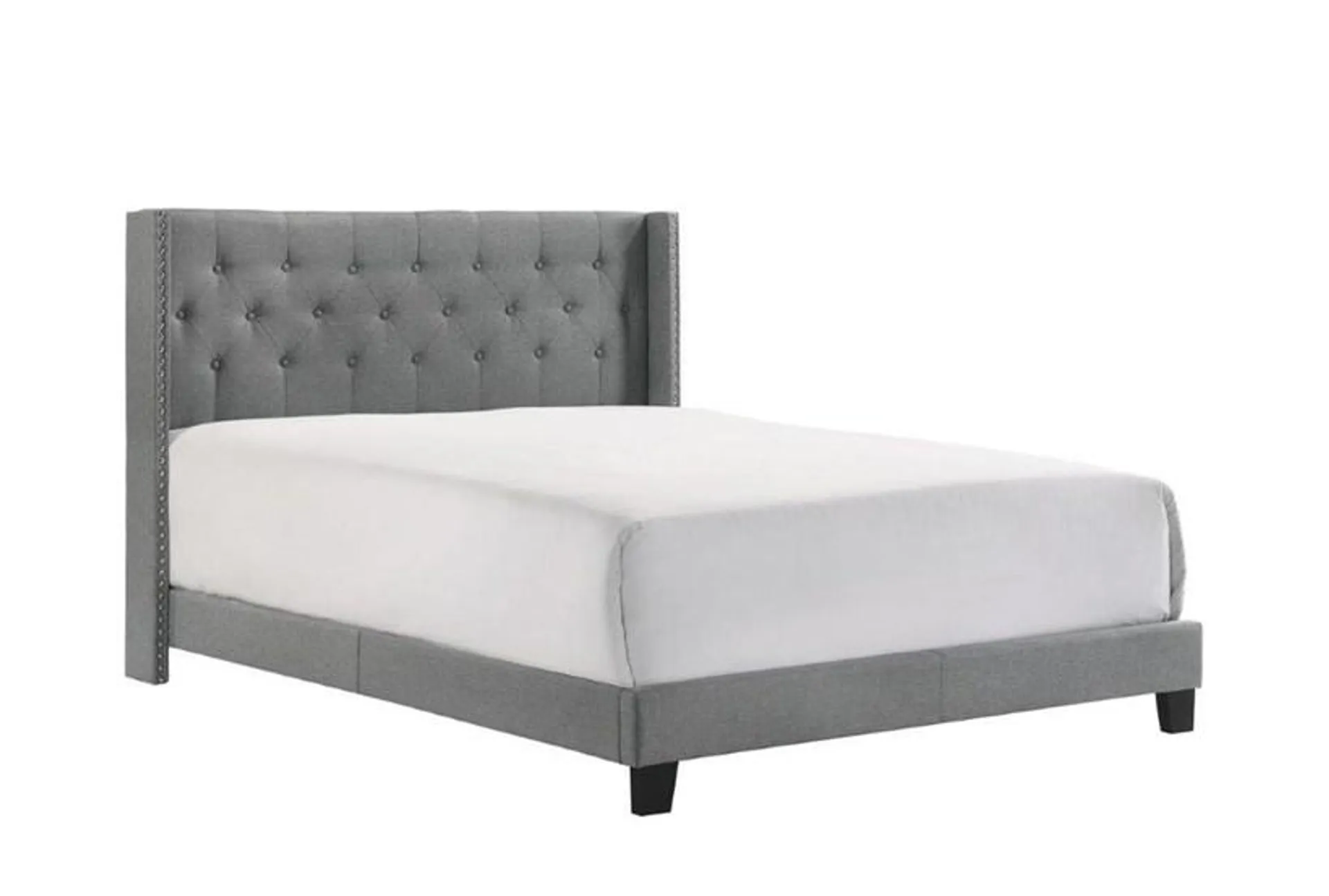 Melia Grey Queen Tufted Upholstered Panel Bed