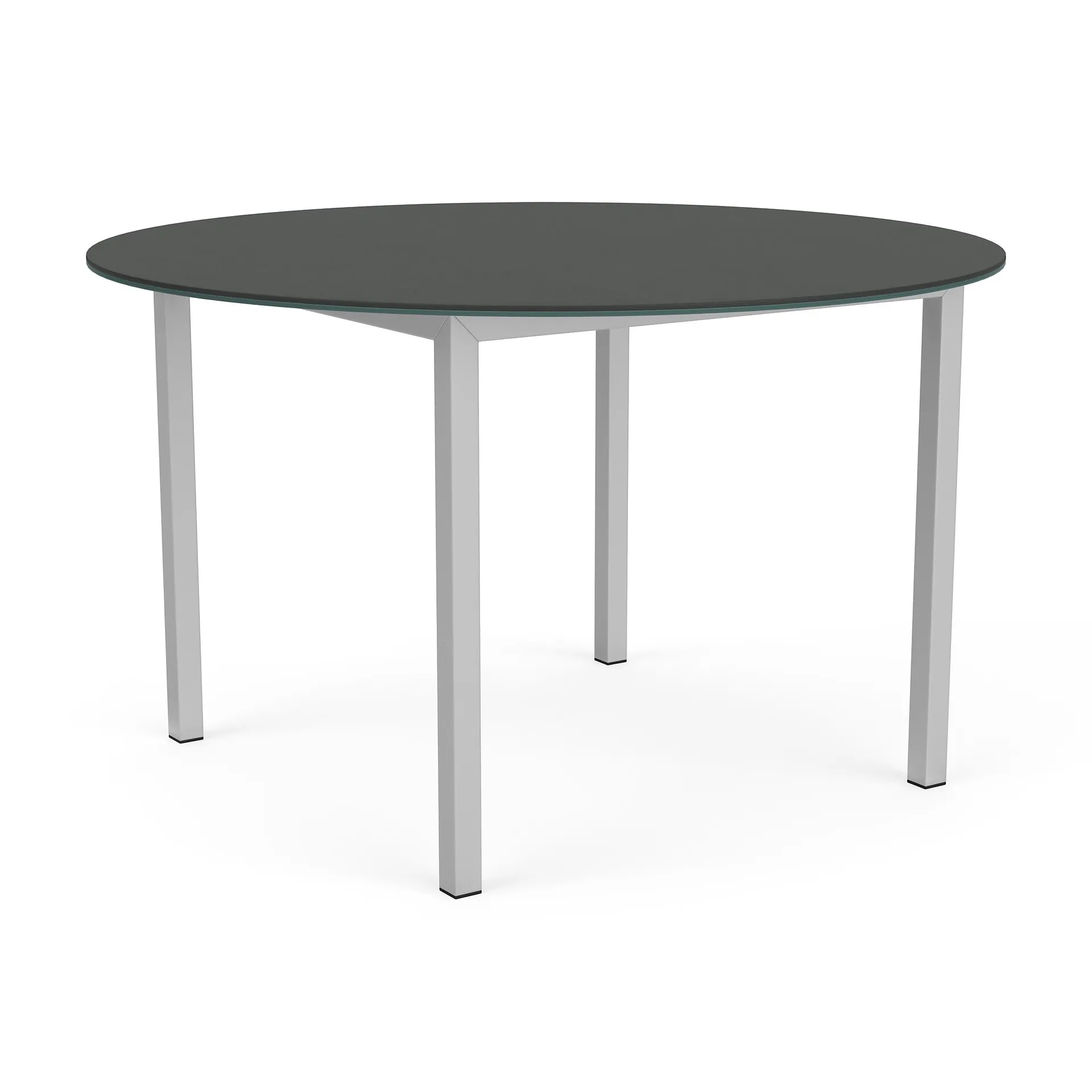 Parsons 48 diam Outdoor Table w/SS Base & Dark Grey Ceramic Top